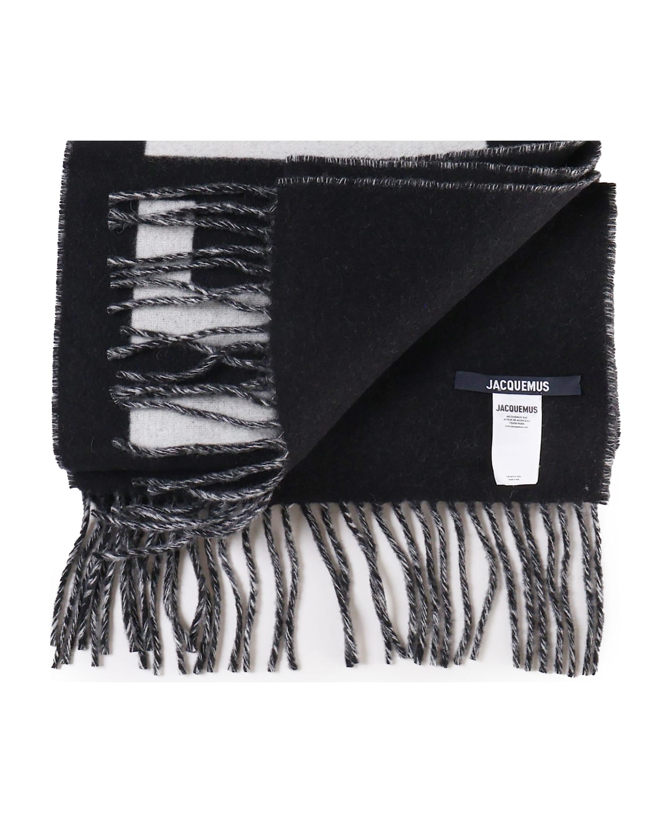 Jacquemus L'echarpe Scarf With Logo - Black