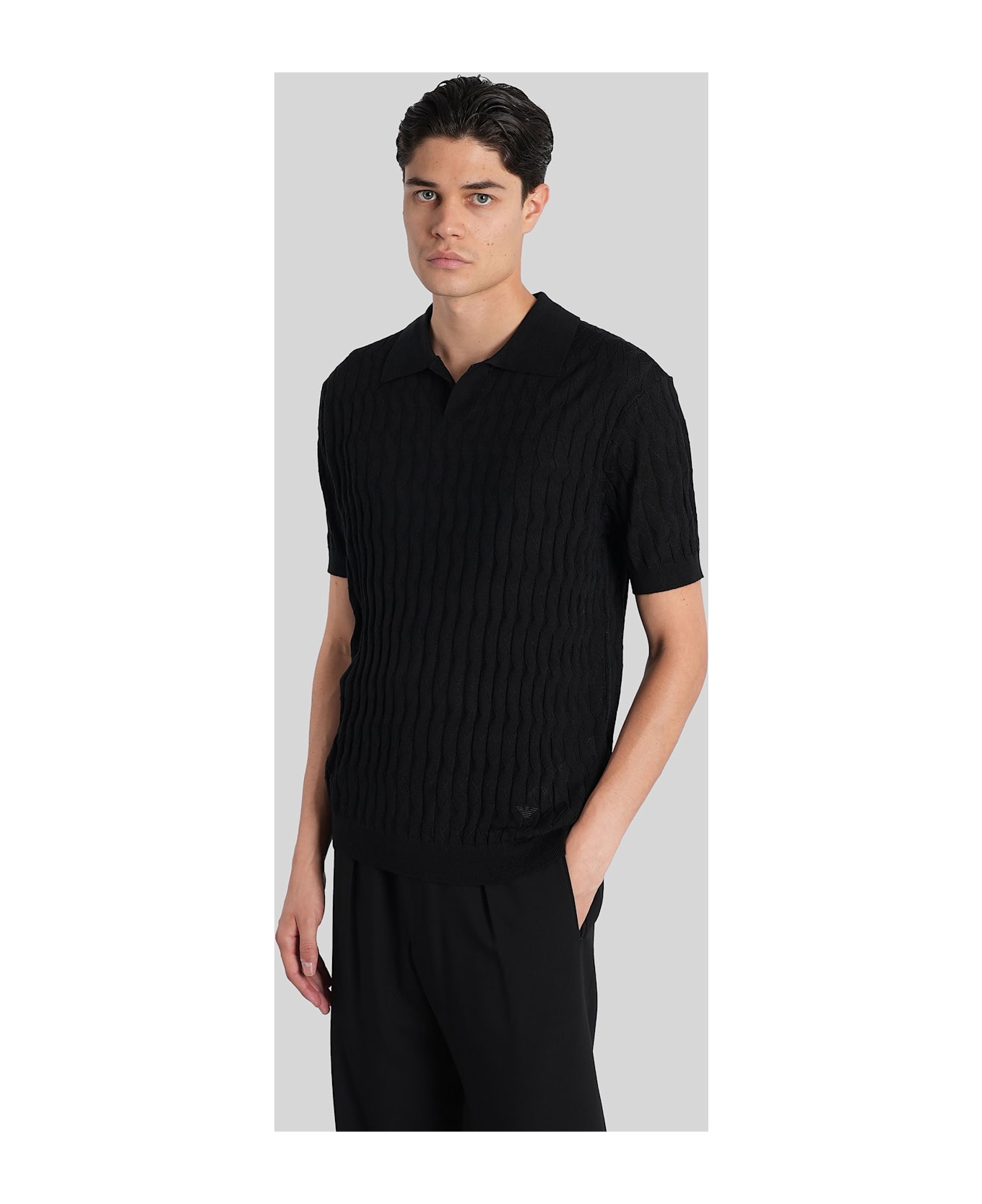 Emporio Armani Polo In Black Acrylic - black