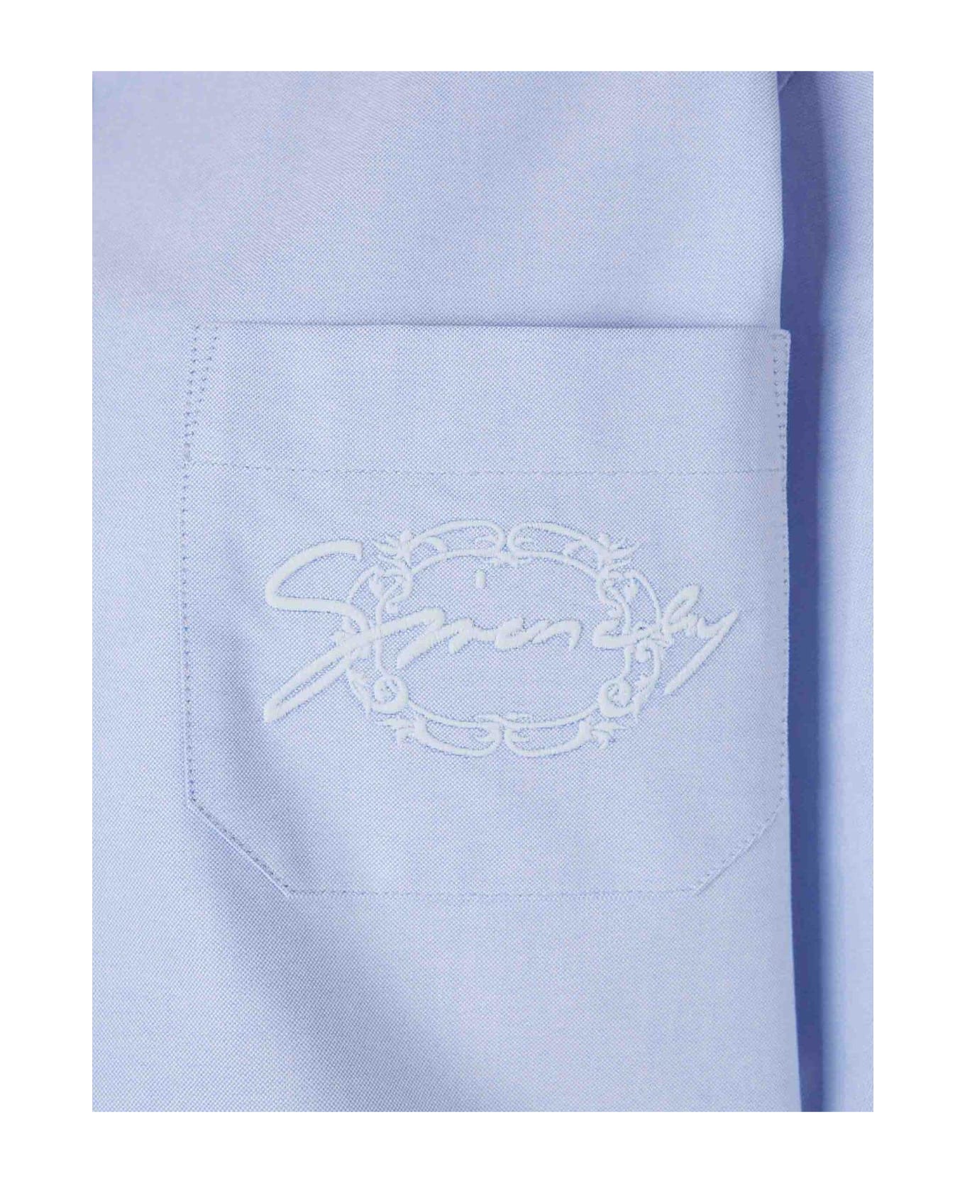 Givenchy Collared Short-sleeve Cropped Shirt - Light Blue