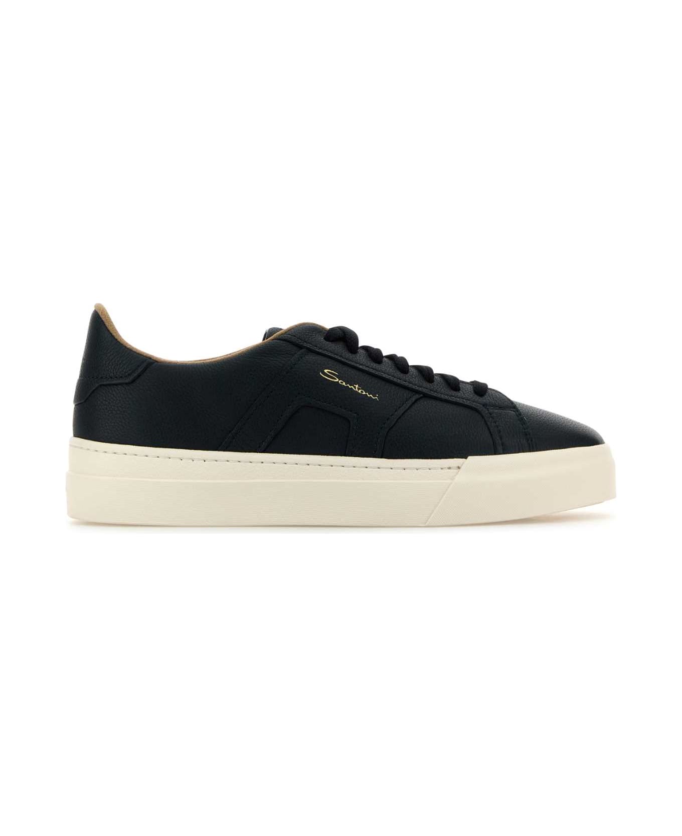 Santoni MBGT21967PNNTSIWE68 関税送料込 Santoni Navy Blue Leather Sneakers | italist