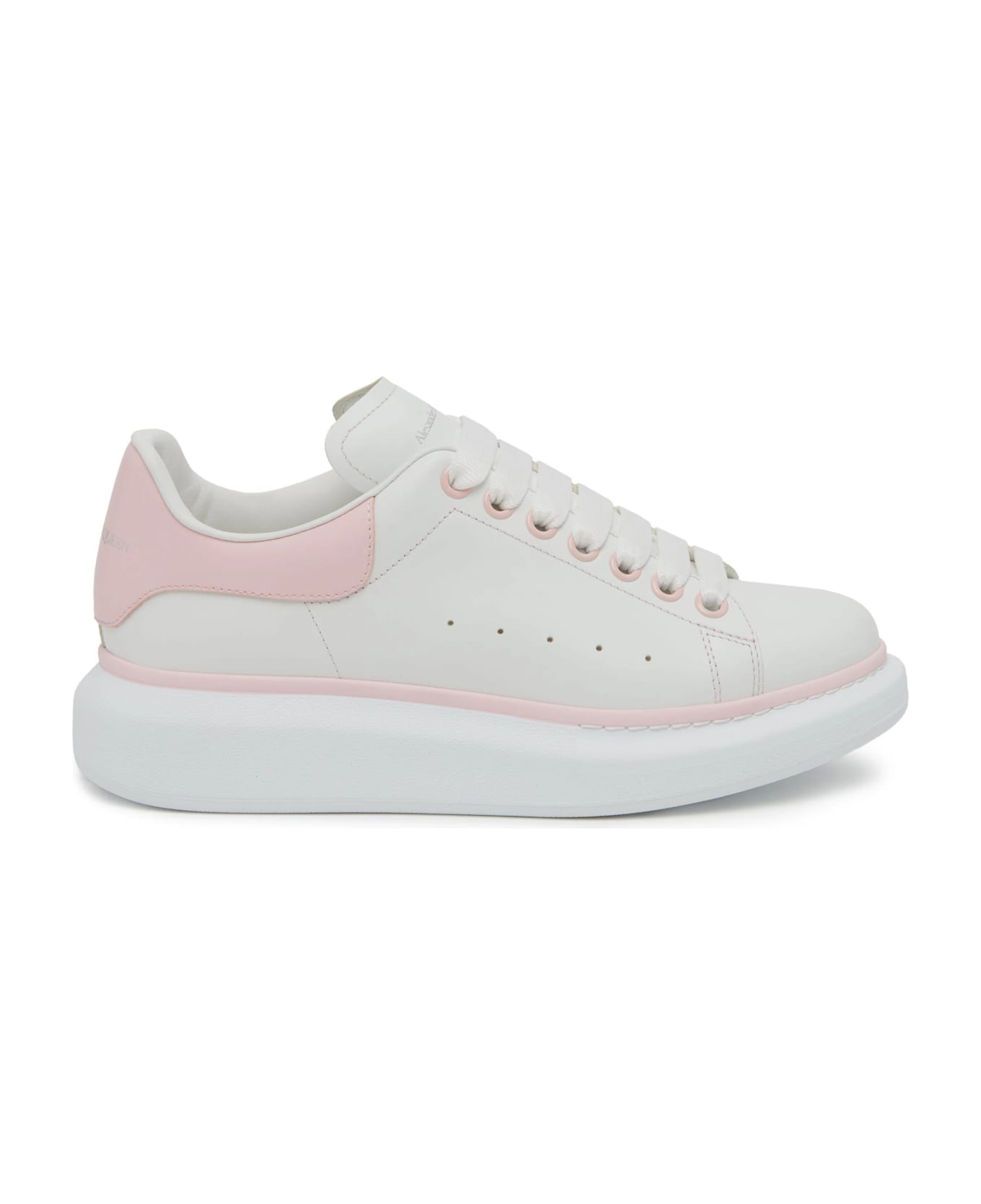 Alexander McQueen White Oversized Sneakers With Powder Pink Details - White スニーカー