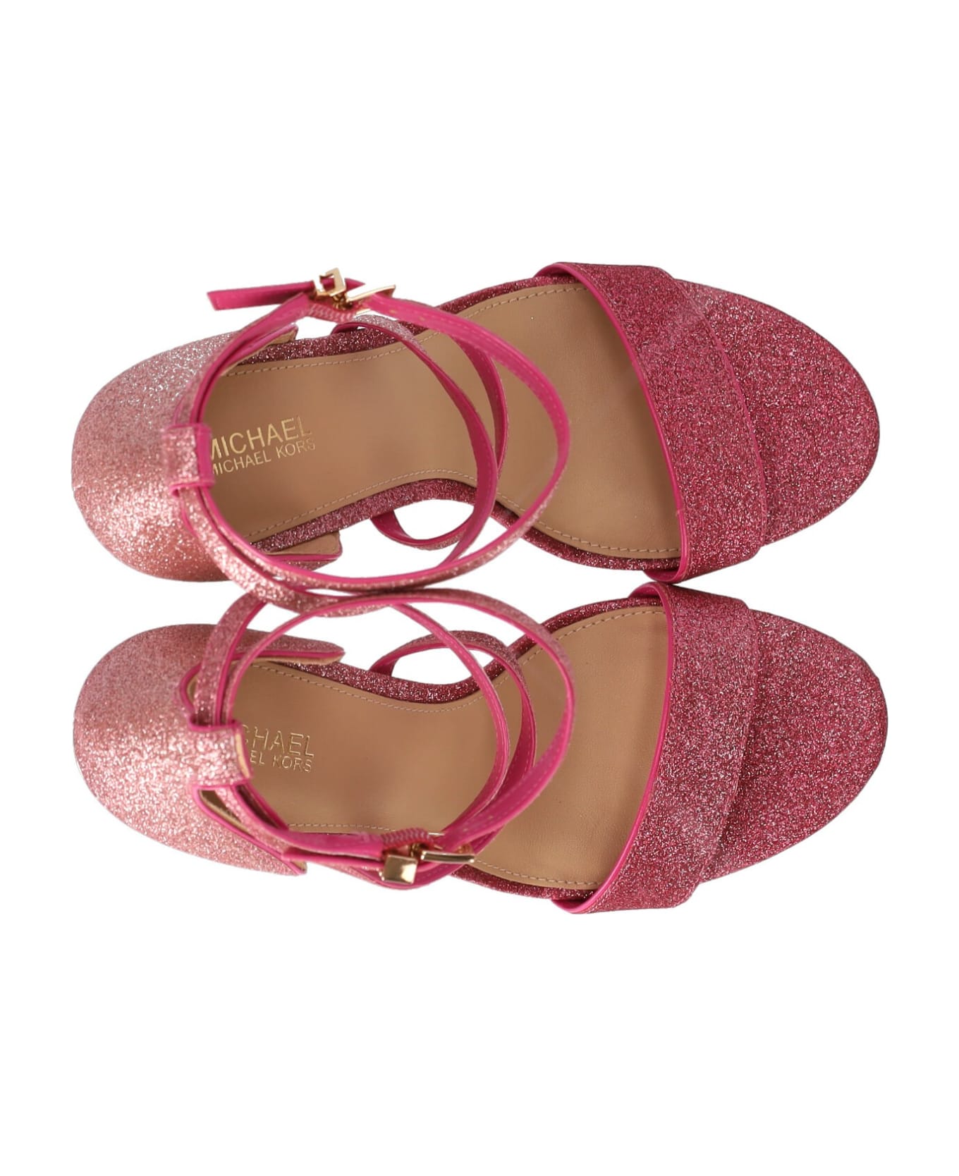 Michael Kors Astrid Crossover Strap Glitter Sandals - Fuchsia