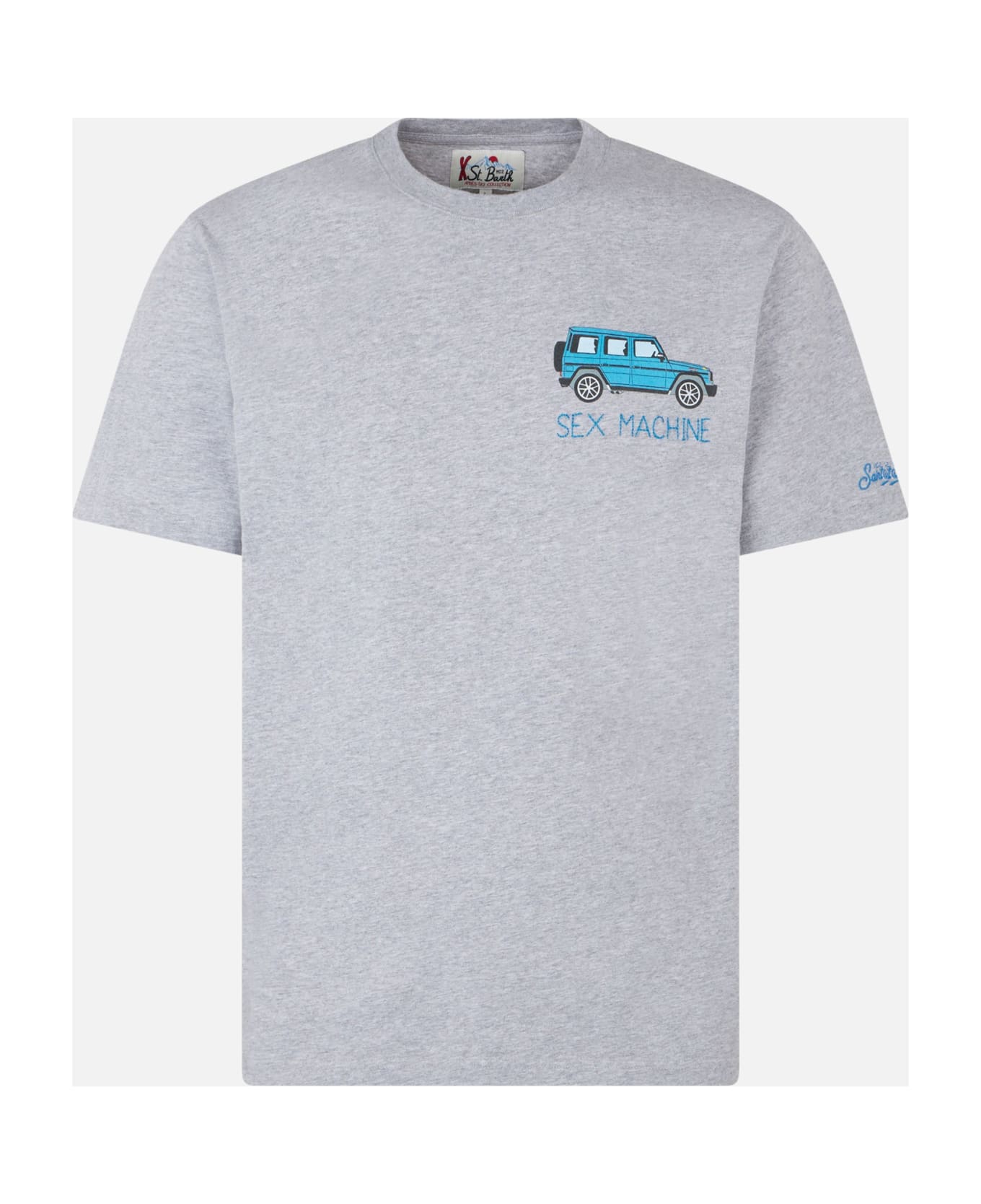 MC2 Saint Barth Man Heavy Cotton T-shirt With Sex Machine Embroidery - GREY