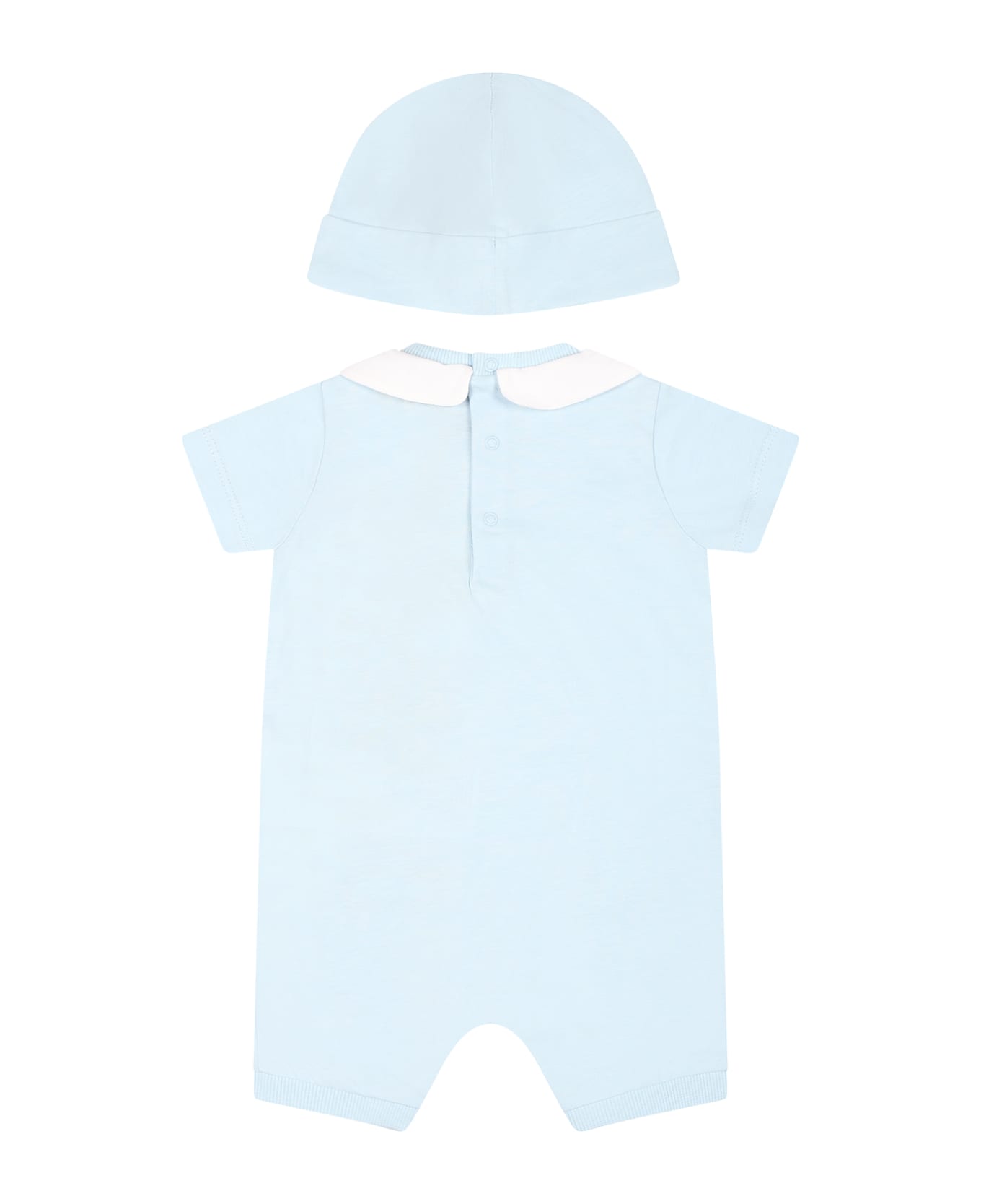 Moschino Light Blue Set For Baby Boy With Teddy Bear And Logo - Light Blue ボディスーツ＆セットアップ