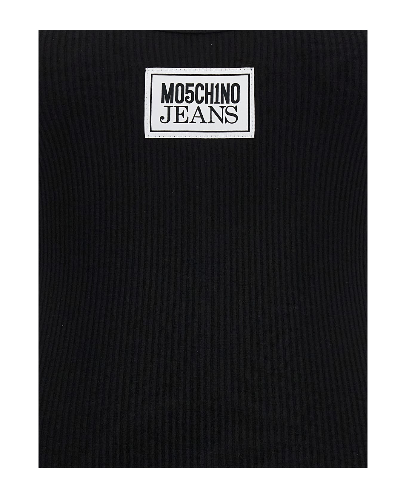 M05CH1N0 Jeans Ribbed Midi Dress - Nero
