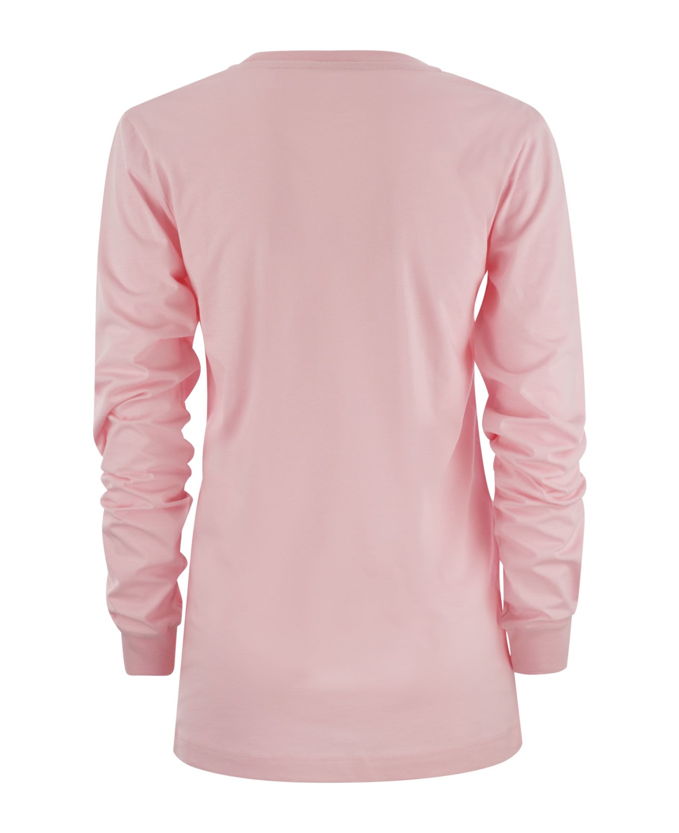 Marni Long-sleeved Cotton T-shirt With Marni Lettering - Pink