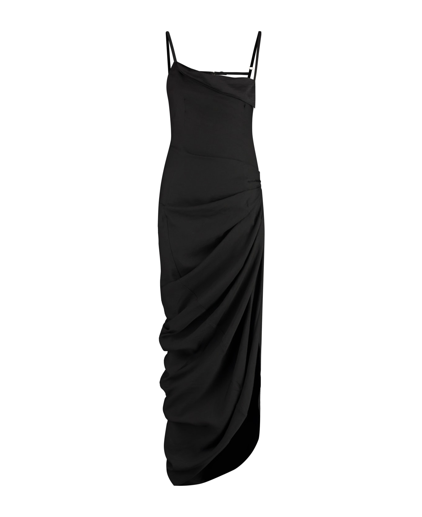 Jacquemus Saudade Draped Asymmetric Dress - black