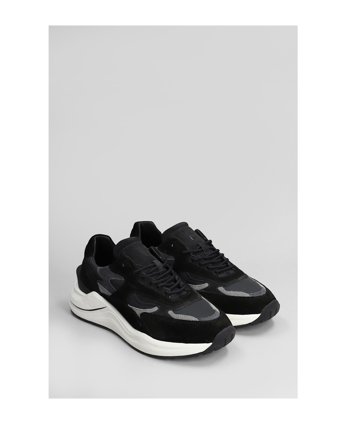 D.A.T.E. Fuga Sneakers In Black Suede And Fabric - black