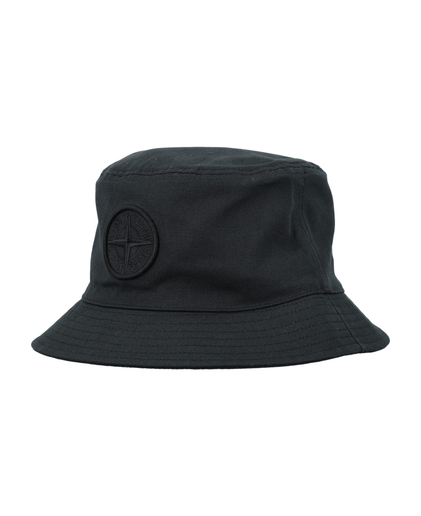 Stone Island Logo Bucket Hat - BLACK