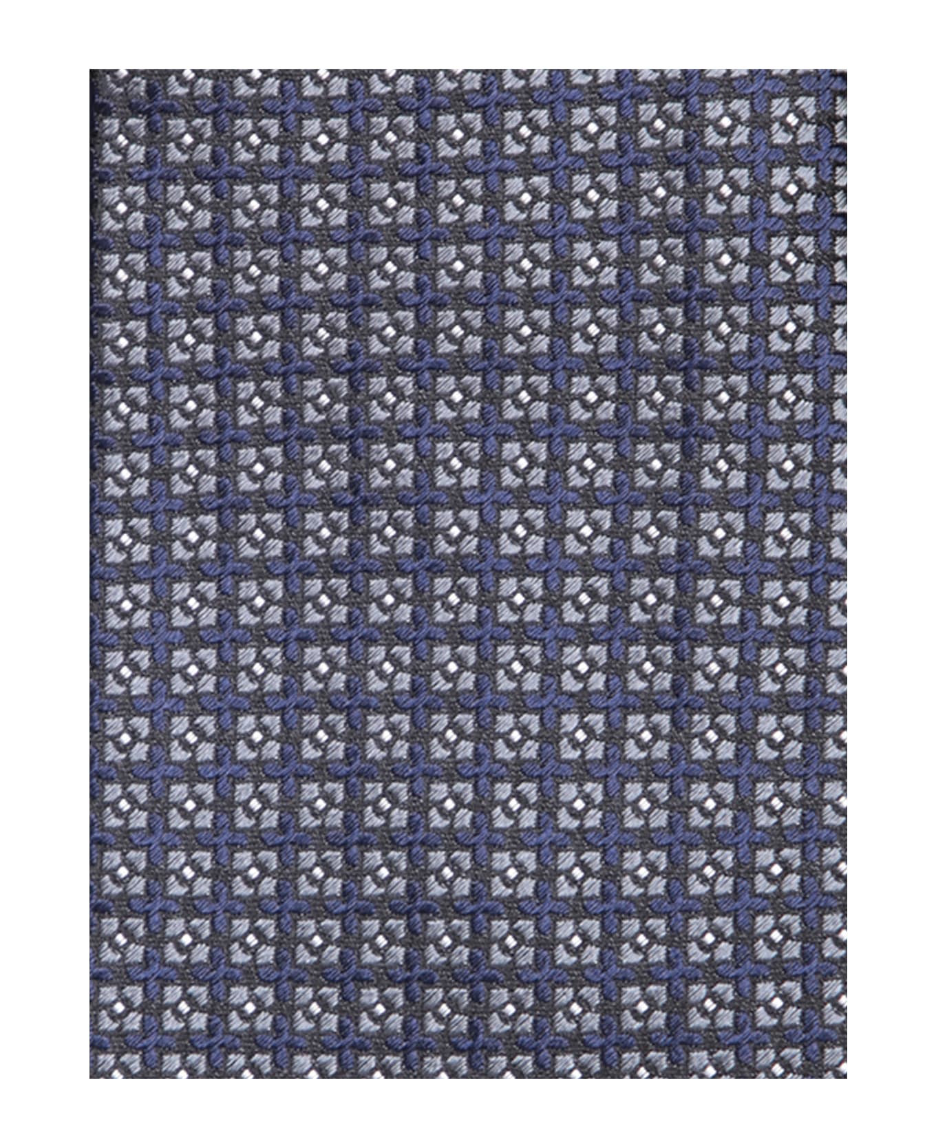 Canali Blue Micro Check Tie - Blue