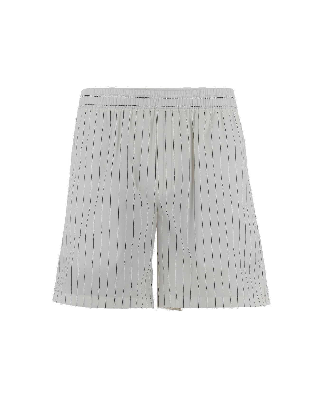 Dolce & Gabbana Striped Elastic Waist Poplin Bermuda Shorts - WHITE