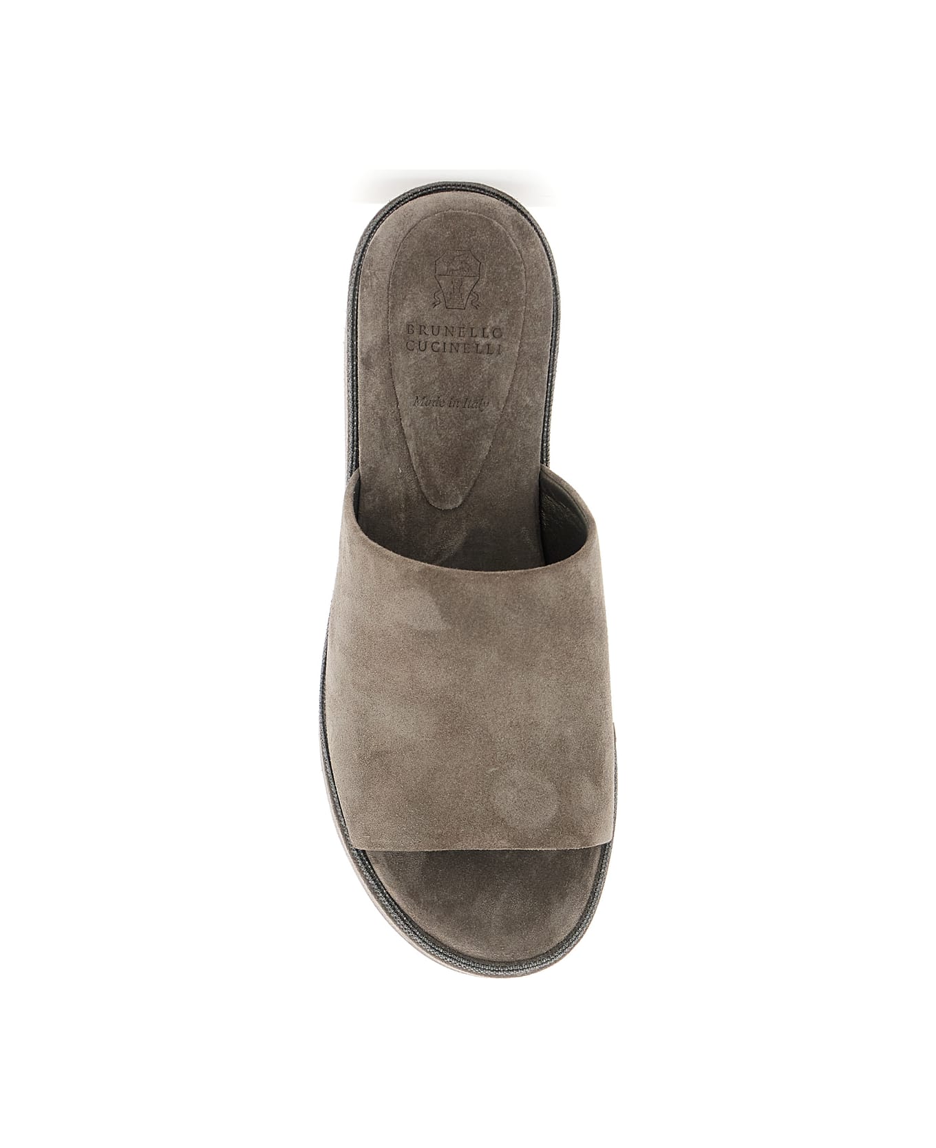 Brunello Cucinelli Brown Wedges With Almond Toe In Suede Woman - Brown