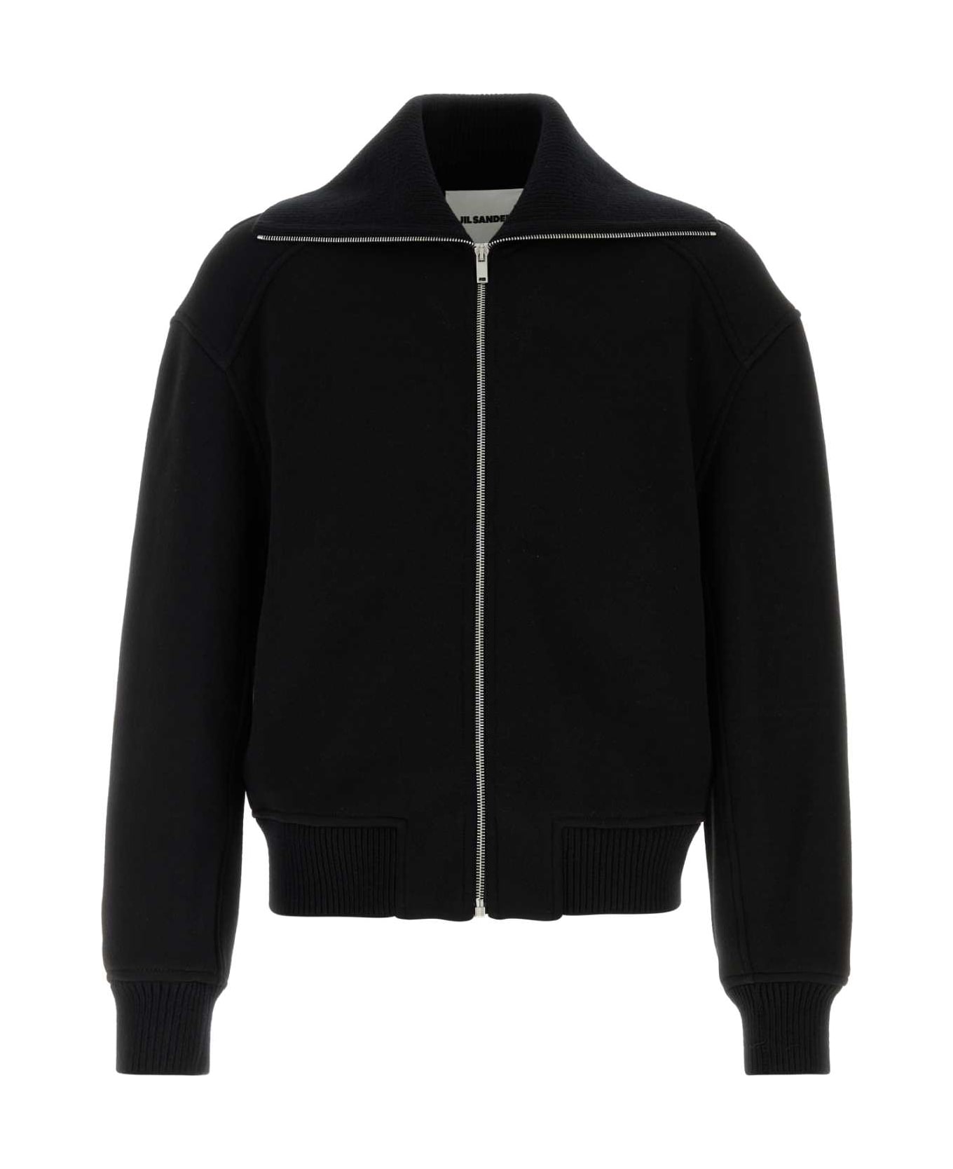 Jil Sander Black Wool Blend Bomber Jacket - Black