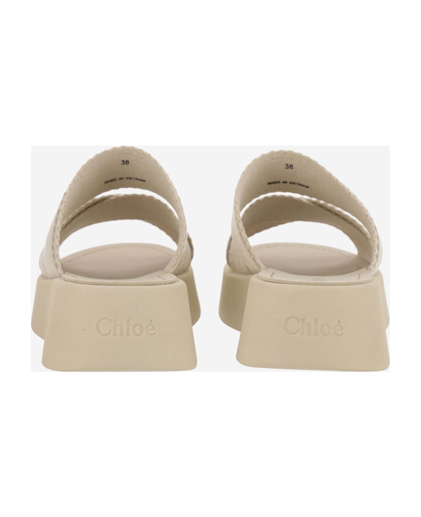 Chloé Canvas Sandals With Logo - Pearl beige サンダル