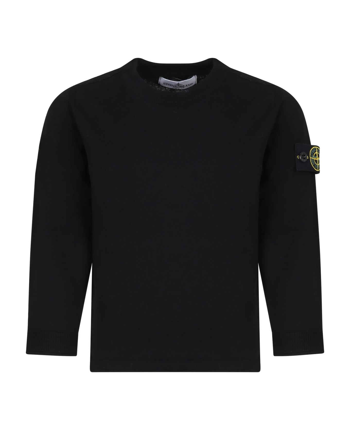 Stone Island Junior Black Sweater For Baby Boy With Compass - Black ニットウェア＆スウェットシャツ