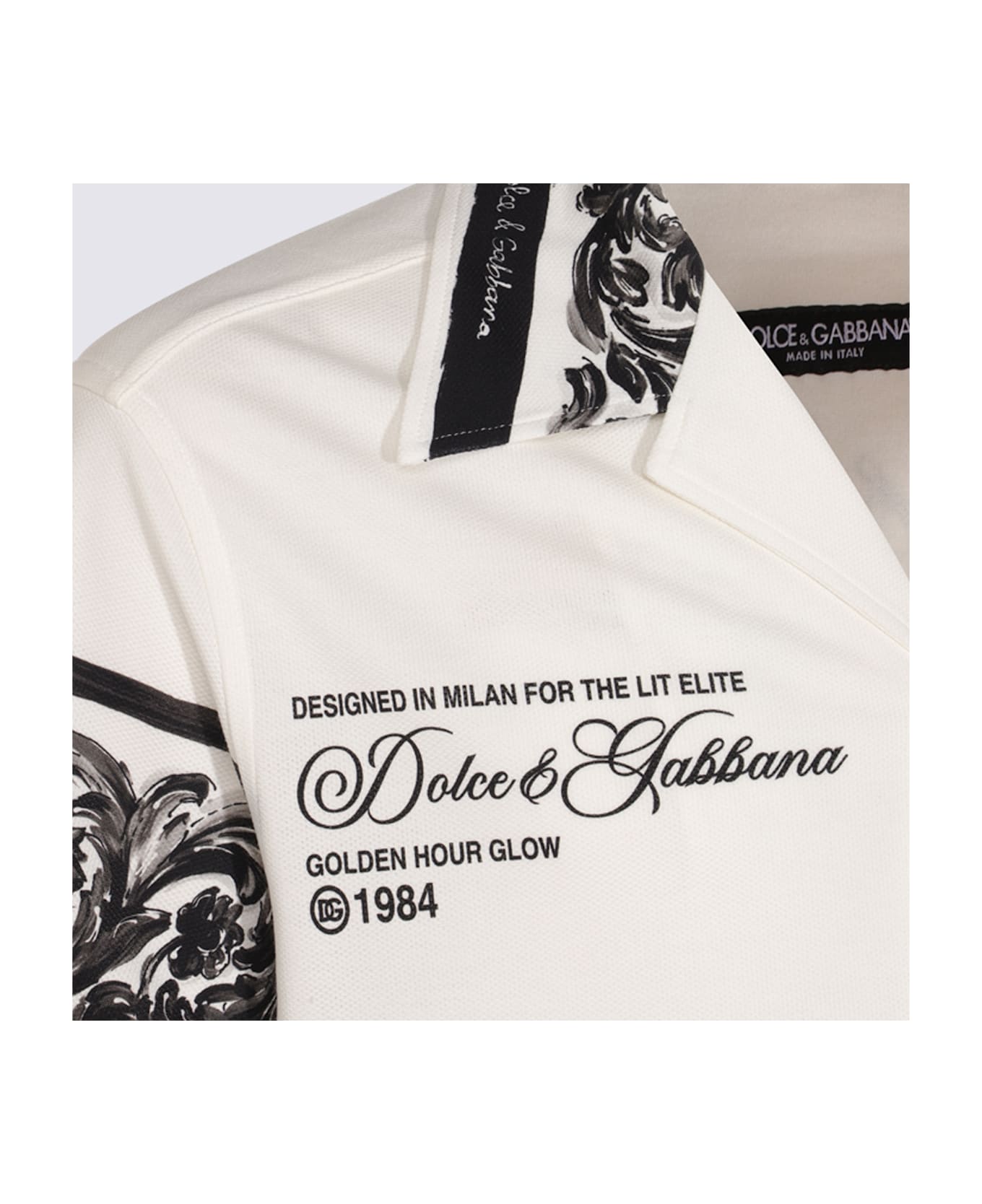 Dolce 
Gabbana White And Black Cotton Shirt - White