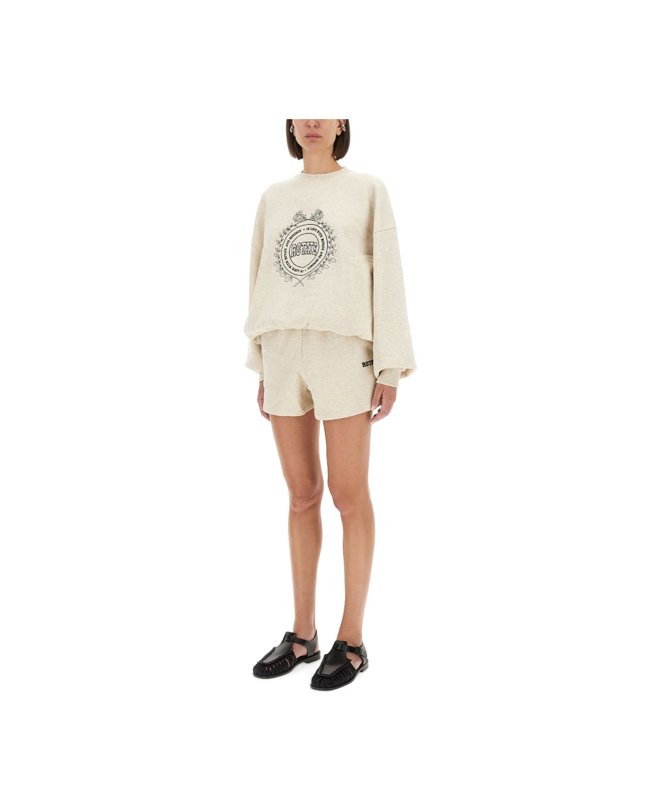 Rotate by Birger Christensen Sweatshirt With Logo - WHITE MELANGE
