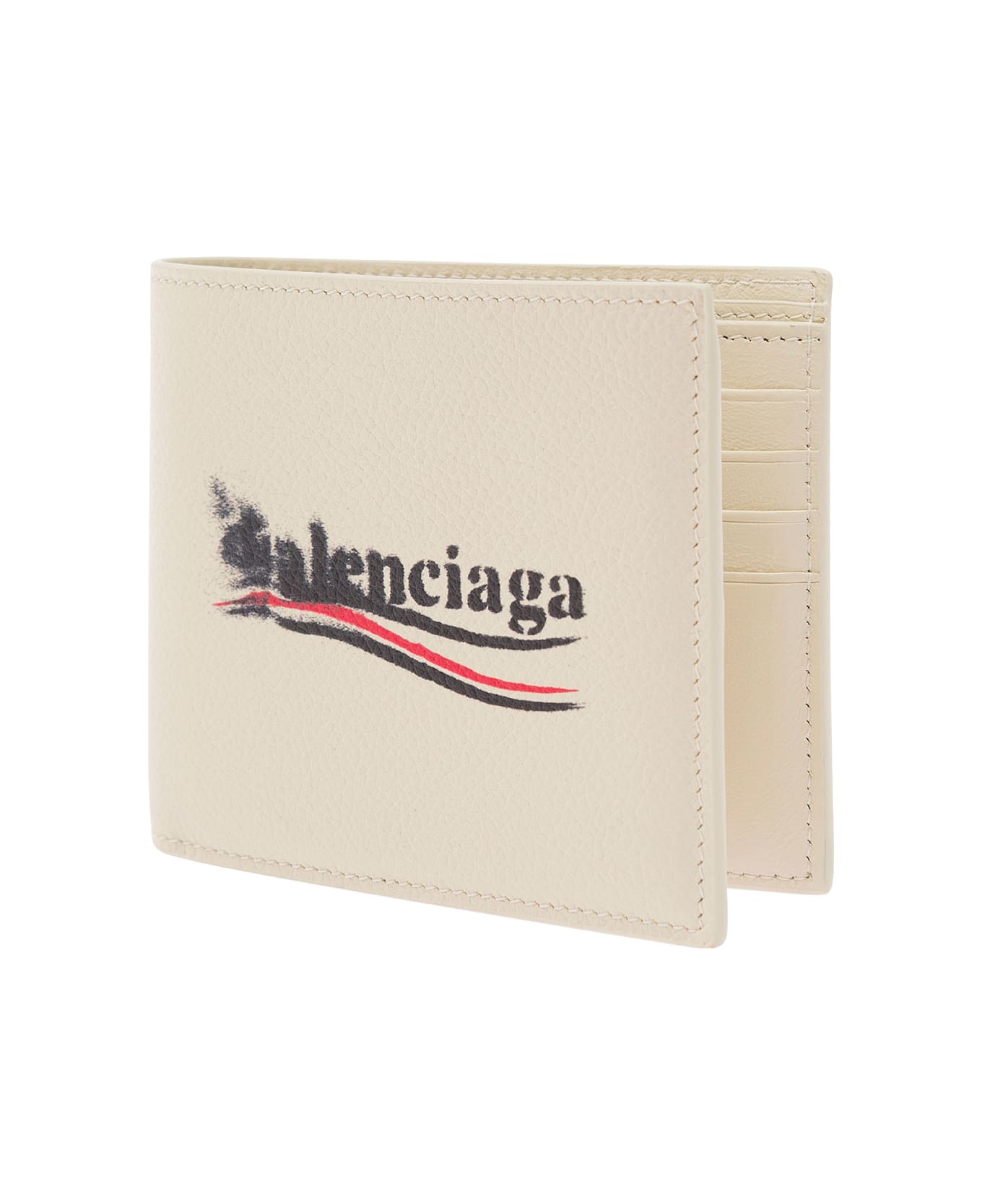 Balenciaga Foldable Wallet With Logo - White