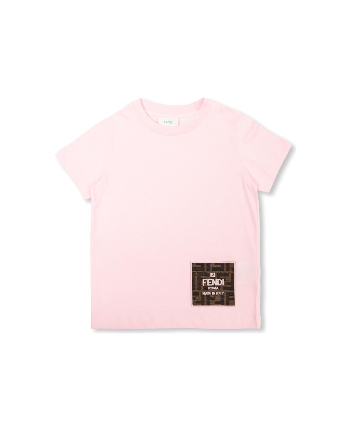 Fendi Kids T-shirt With Logo - Rosa Tシャツ＆ポロシャツ