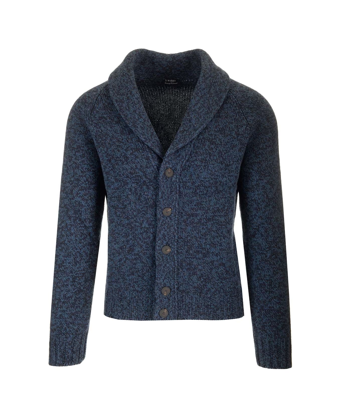 Barba Napoli Cardigan In Pure Virgin Wool - Blue