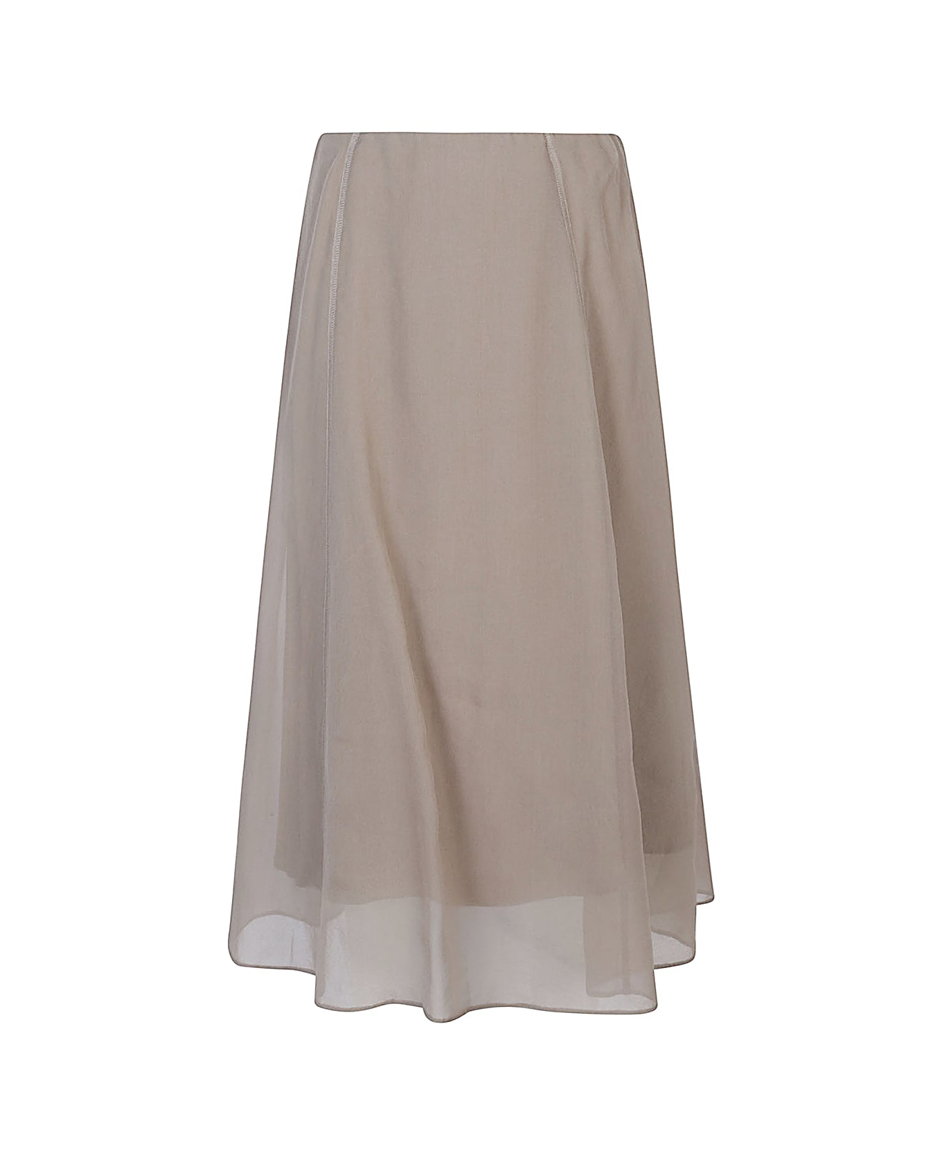 Brunello Cucinelli Silk Midi Skirt - Brown