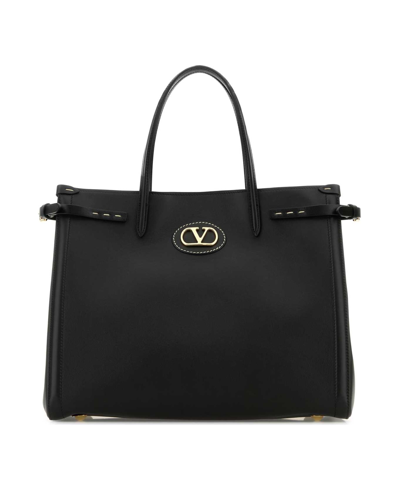 Valentino Garavani Black Leather Antibes Shopping Bag - NERO