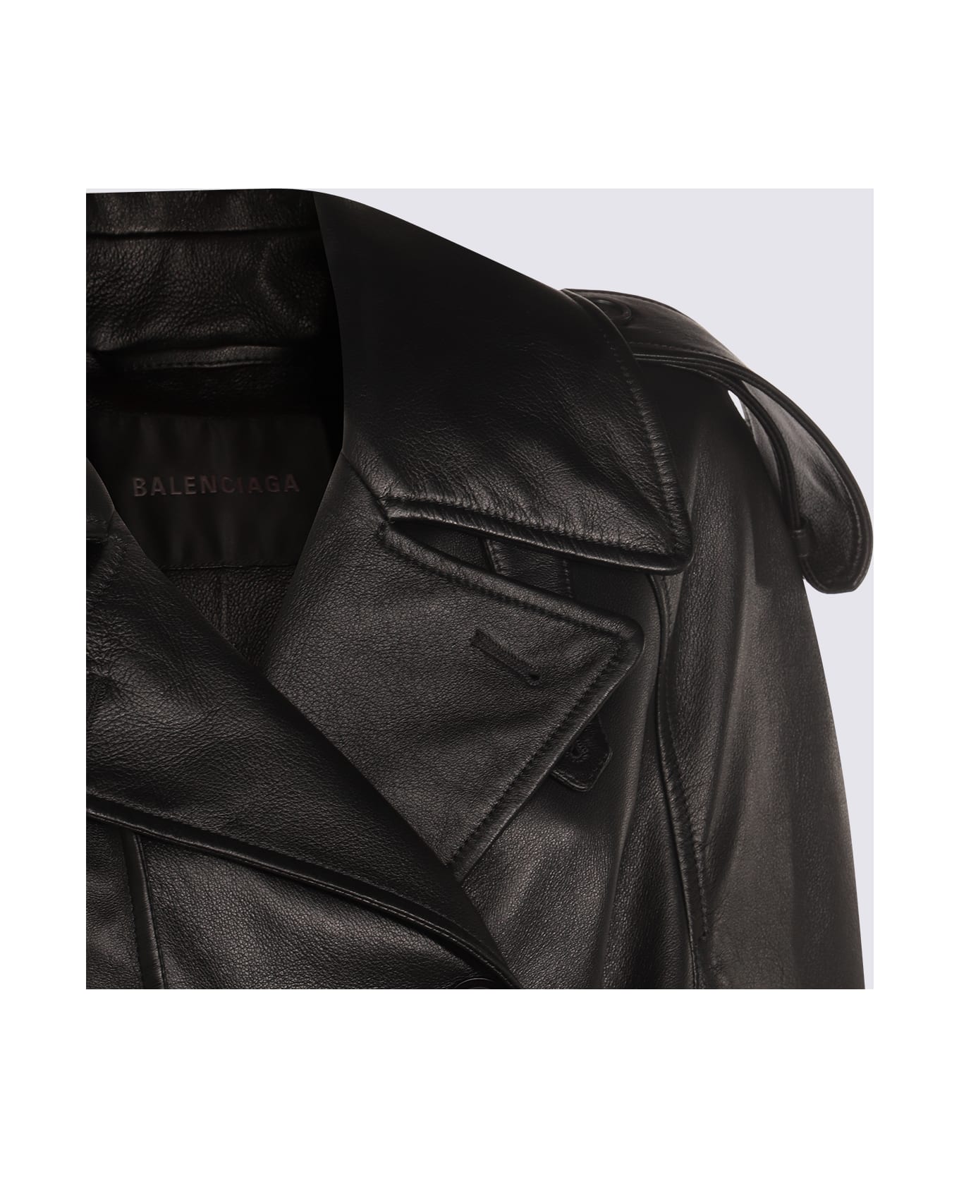 Balenciaga Black Leather Jacket - Black