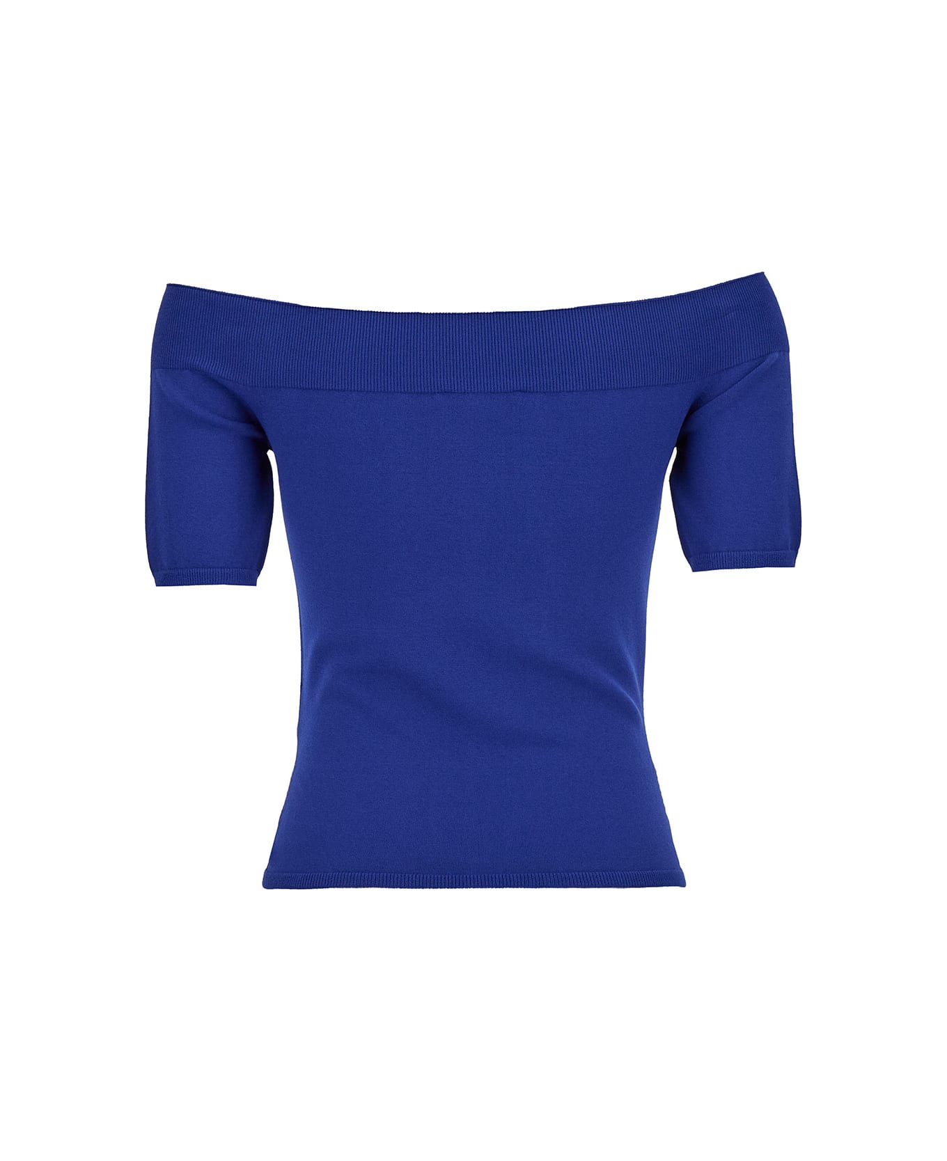 Alexander McQueen Blue Off-the-shoulders Top In Viscose Blend Woman