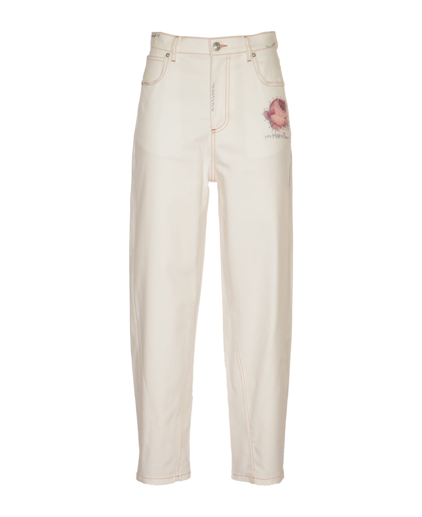 Marni Logo Detail 5 Pockets Jeans - Lily White ボトムス