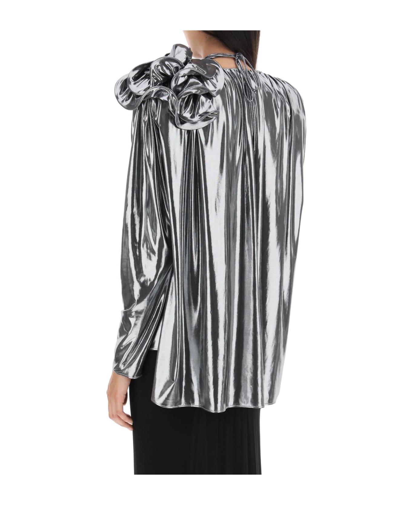 Magda Butrym Jersey Blouse With Rose Applique - SILVER (Silver) ブラウス