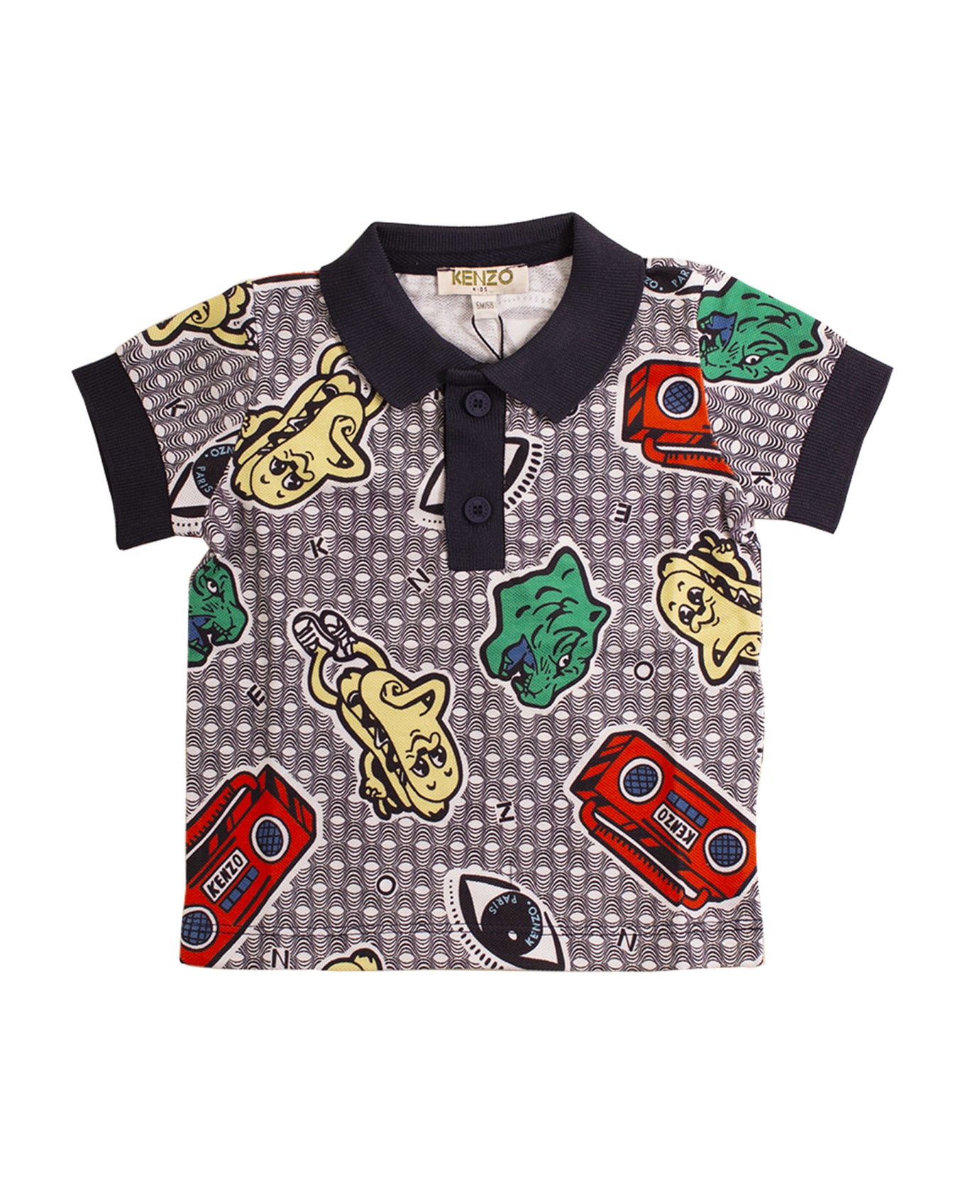 Kenzo Kids Newborn Polo Shirt With Print - Gray Tシャツ＆ポロシャツ