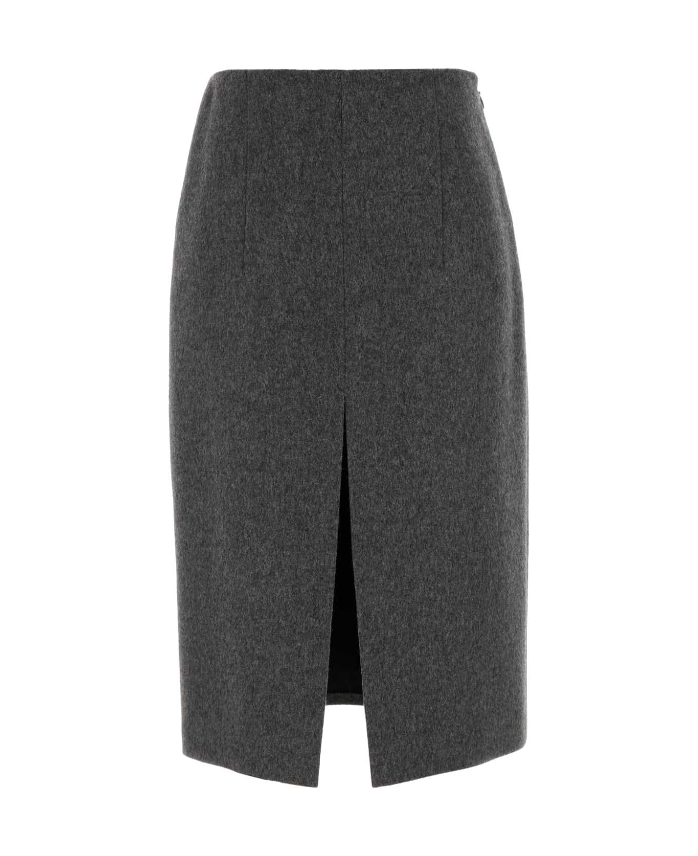 Prada Dark Grey Wool Skirt - ARDESIA