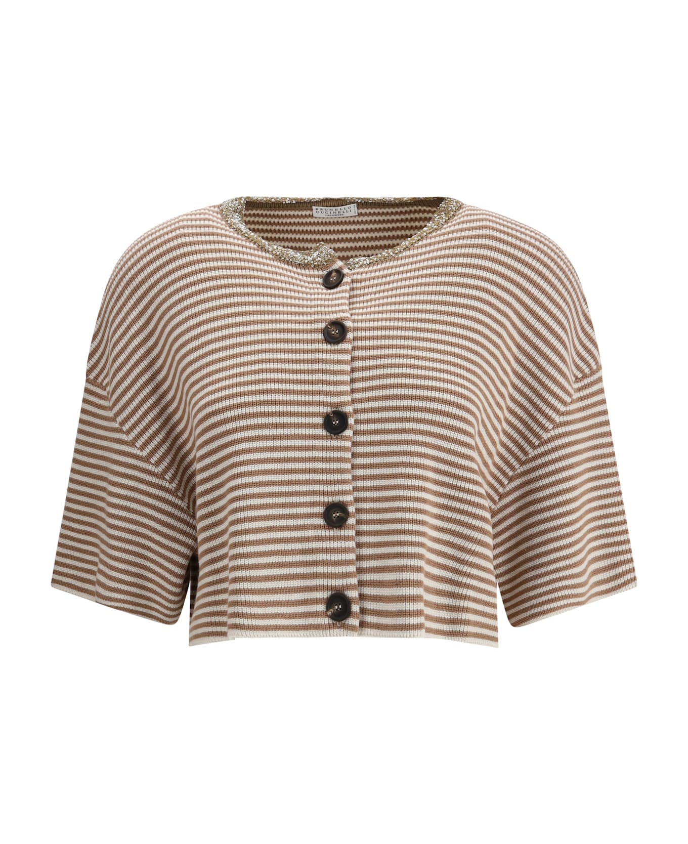 Brunello Cucinelli Cropped Striped Cardigan