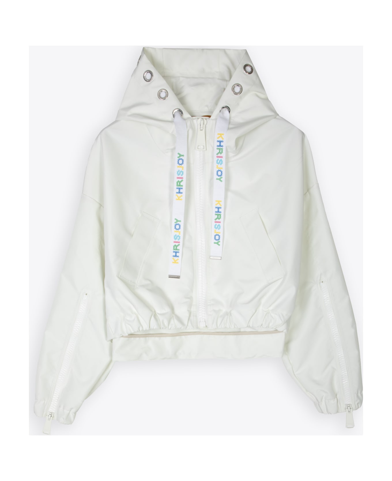 Khrisjoy New Khris Crop Windbreaker Off white nylon hooded windproof jacket - New Khris Crop Windbreaker - Bianco フリース
