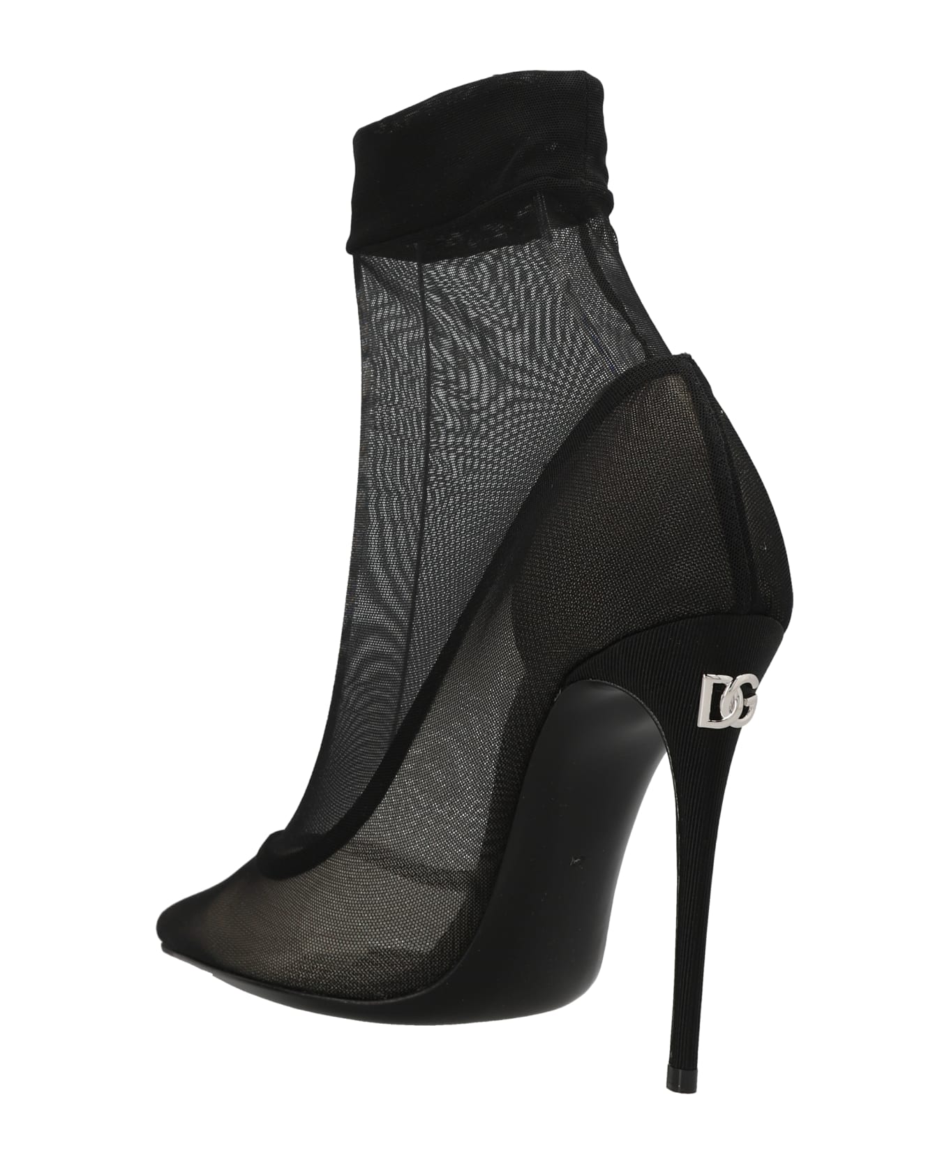 Dolce & Gabbana Logo Mesh Ankle Boots - Black  
