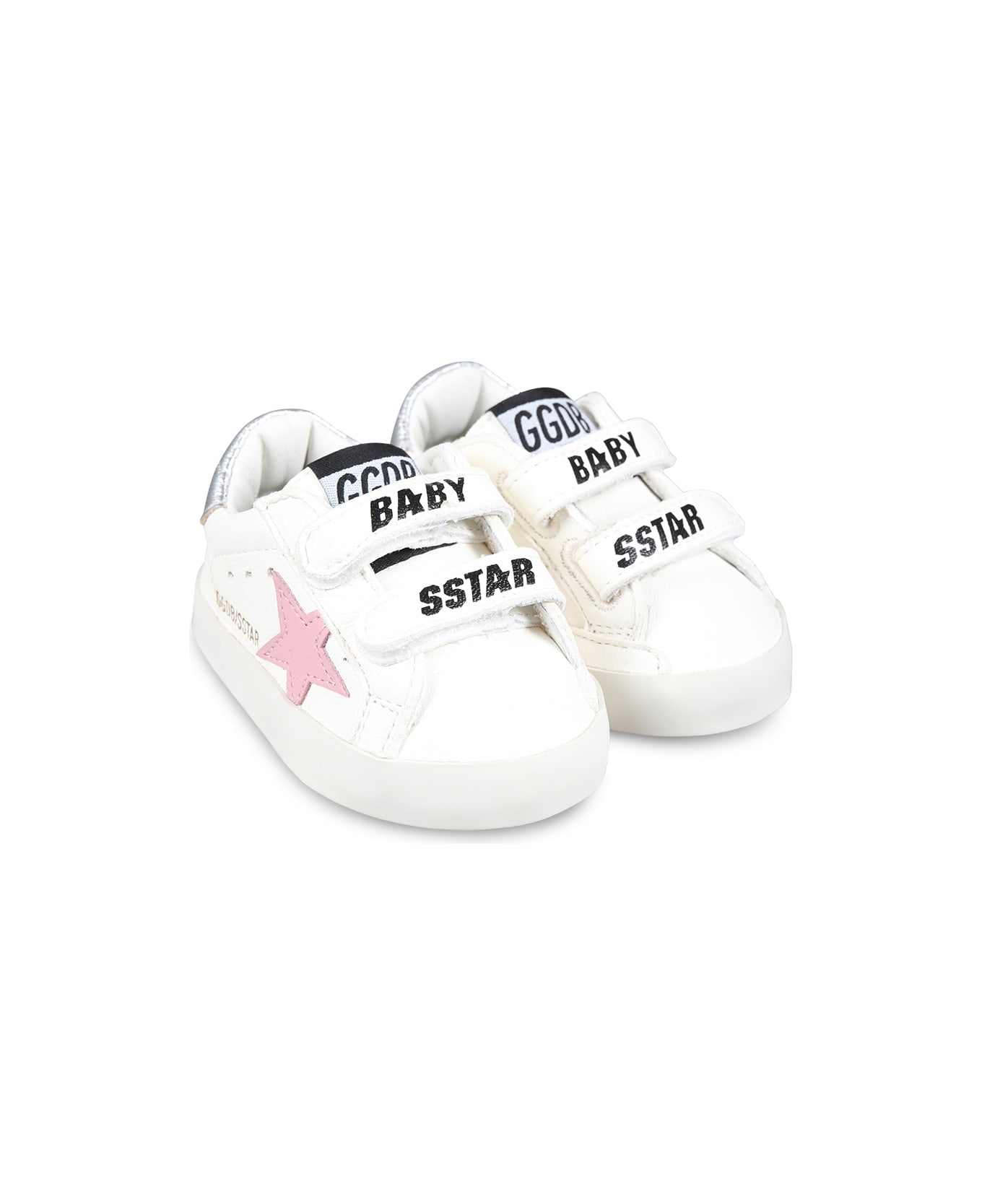 Golden Goose White Sneakers For Baby Girl With Star - White/Pink/Silver