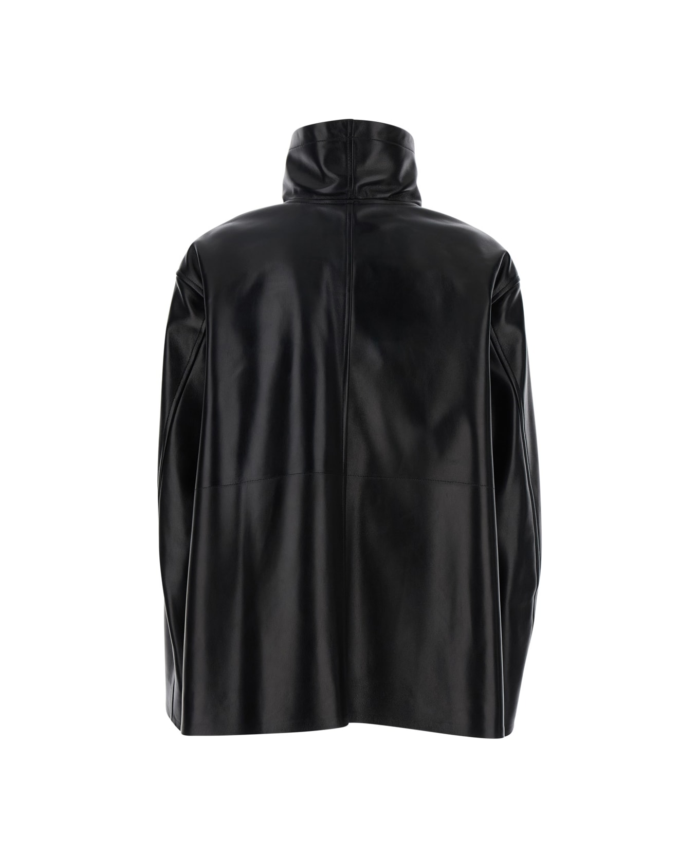 Phoebe Philo Black Jacket With High Neck And Front Zip Closure In Leather Woman - Black ブレザー