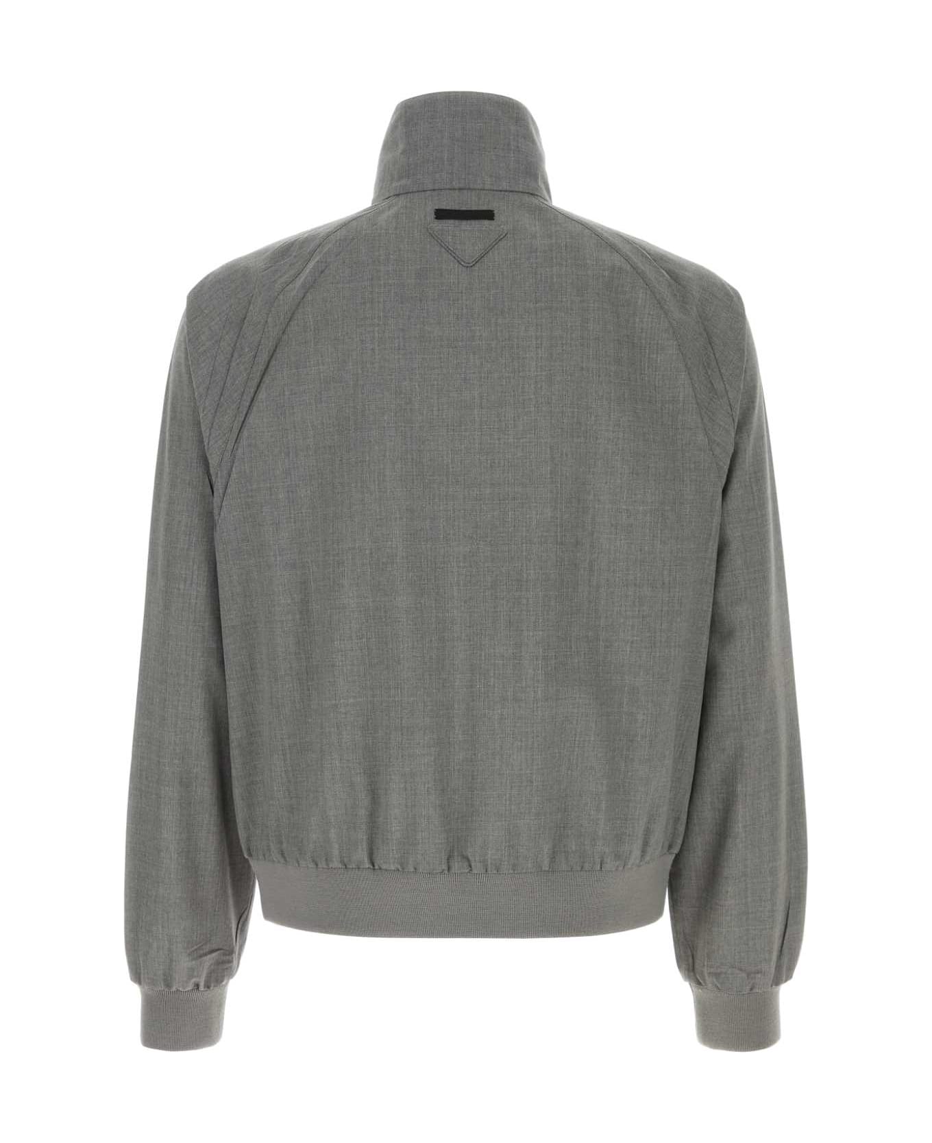 Prada Grey Wool Bomber Jacket - GRIGIO