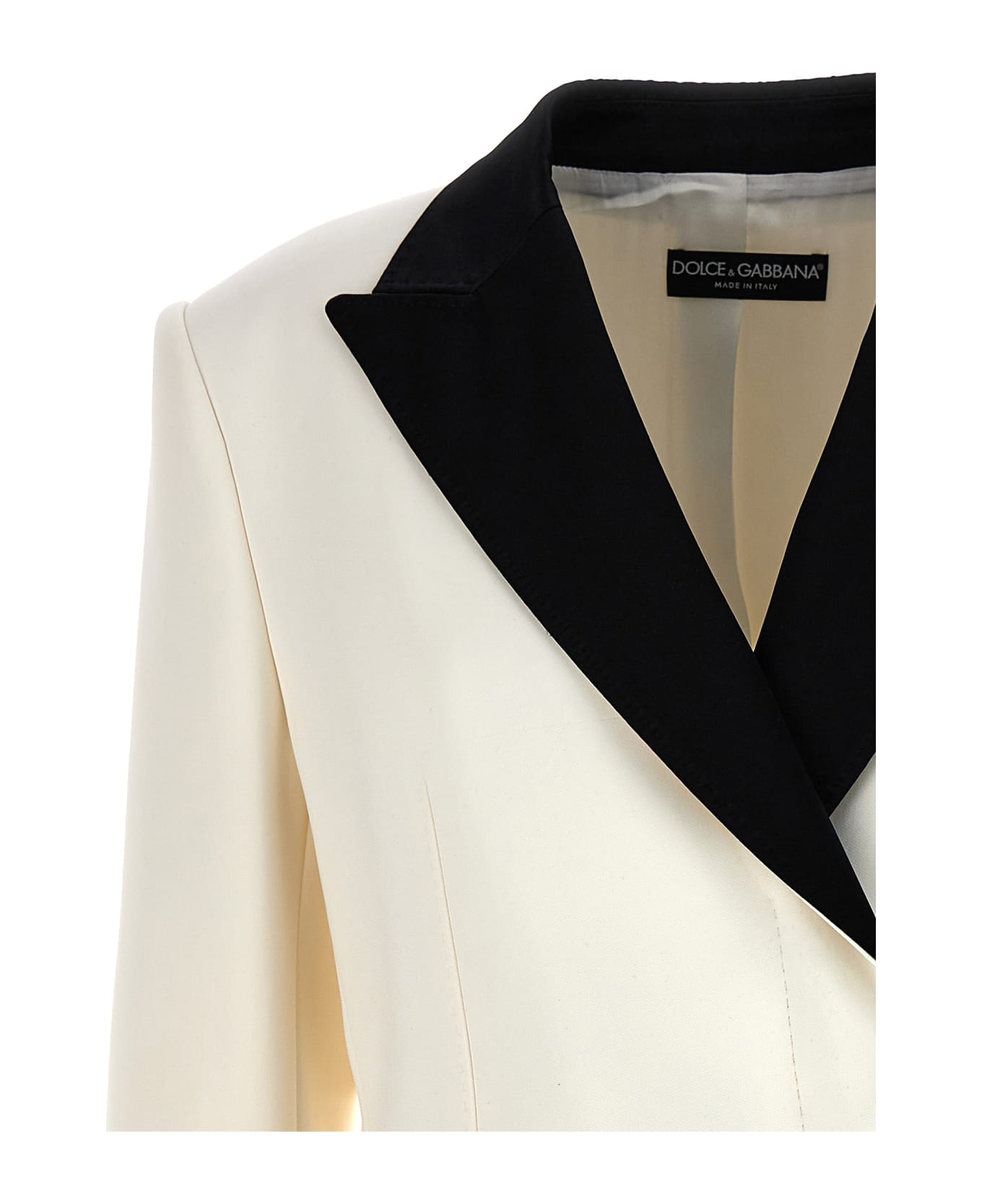 Dolce & Gabbana Double-breasted Jacket With Peak Revers - White/Black