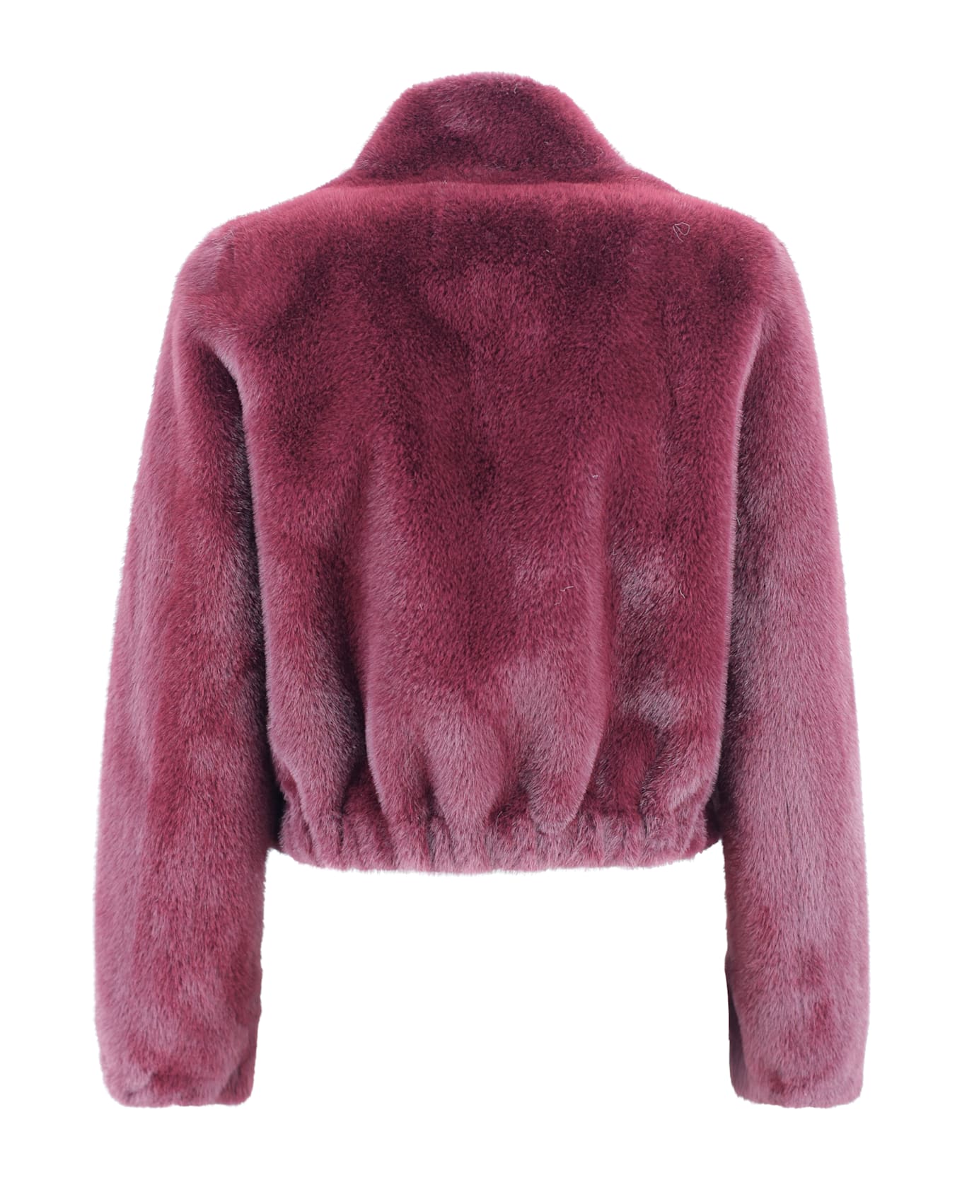 Valentini 1972 Faux Fur Jacket With High Collar. - Plum