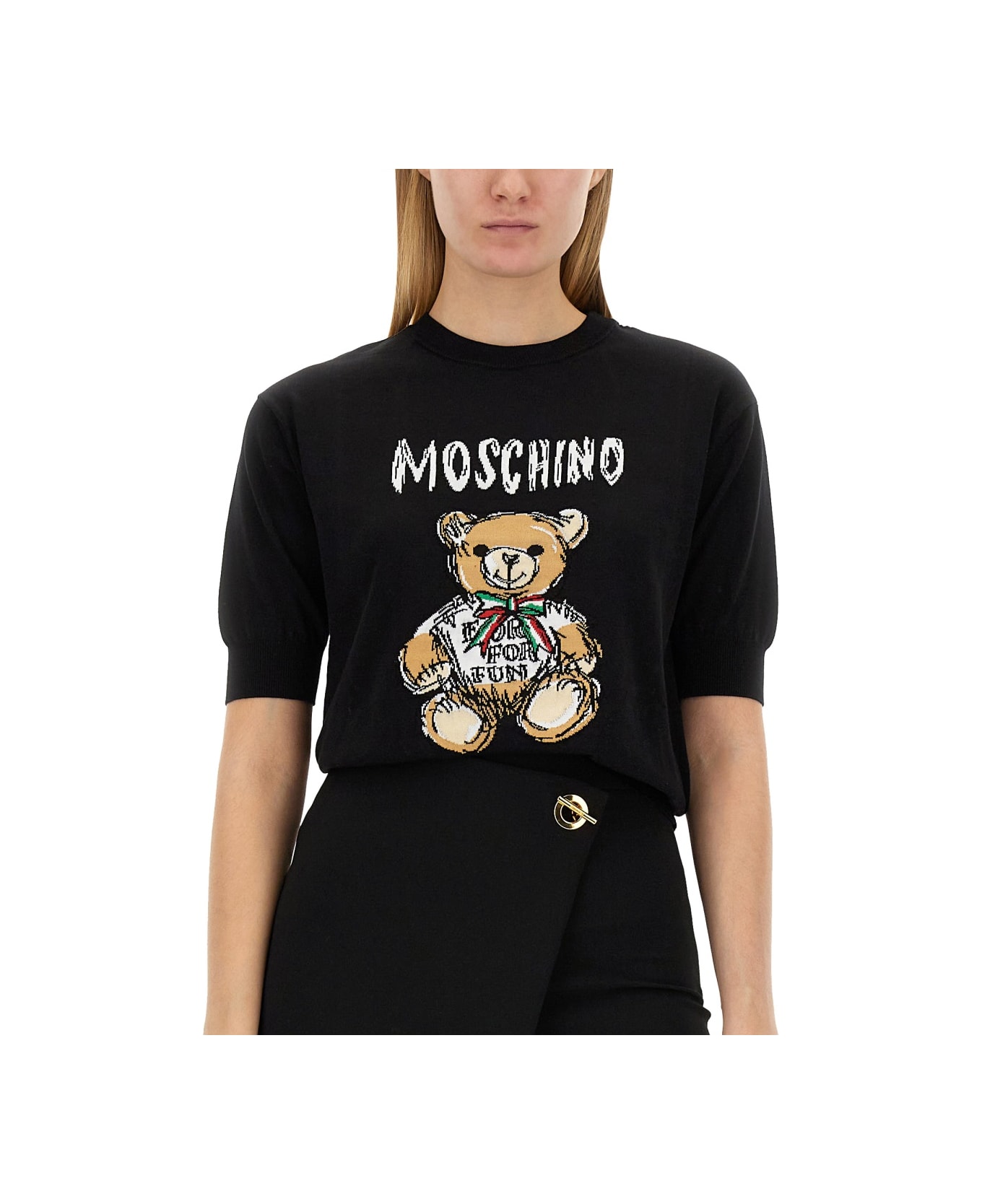 Moschino Jersey With Logo - BLACK