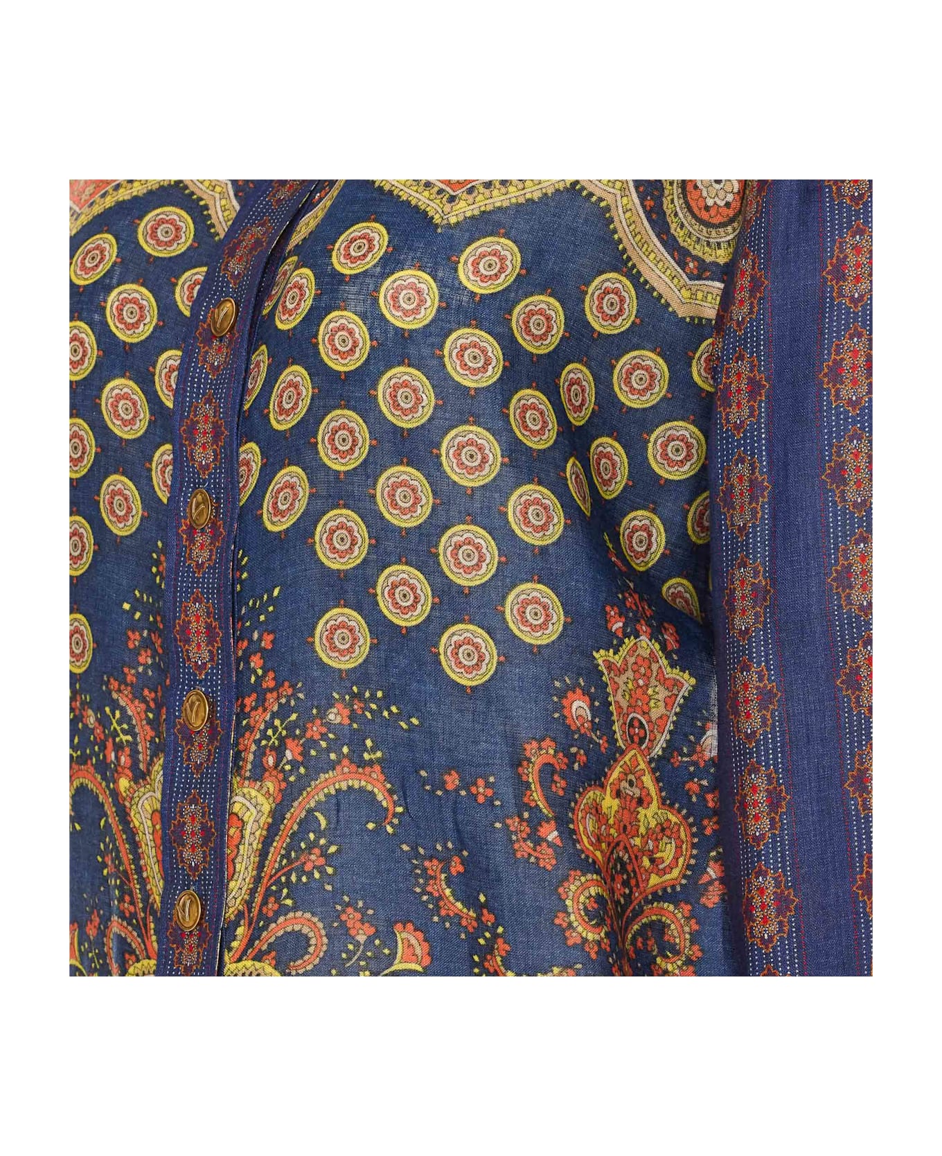 Valentino Garavani Paisley Linen Shirt With Medaglioni Voyage Imaginaire Pattern - MultiColour