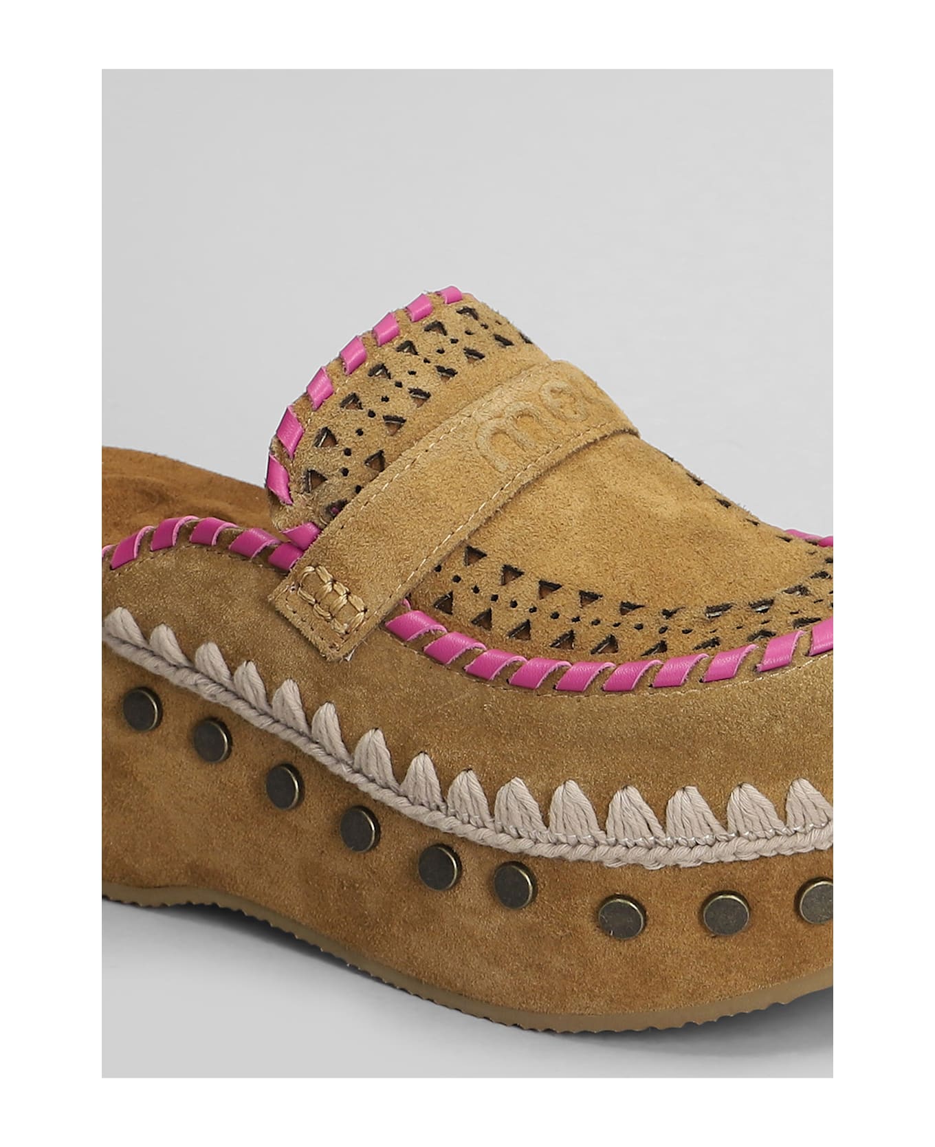 Mou Clog Leather Slipper-mule In Leather Color Suede - leather color