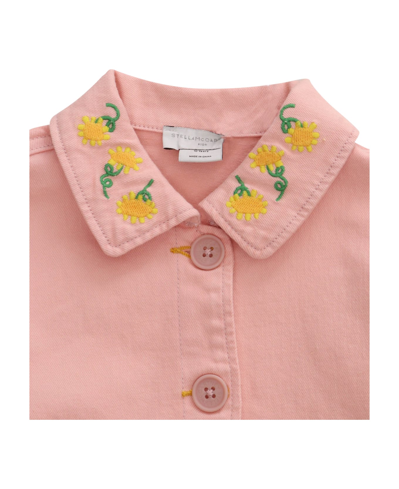 Stella McCartney Kids Pink Denim Jacket With Flowers - PINK コート＆ジャケット