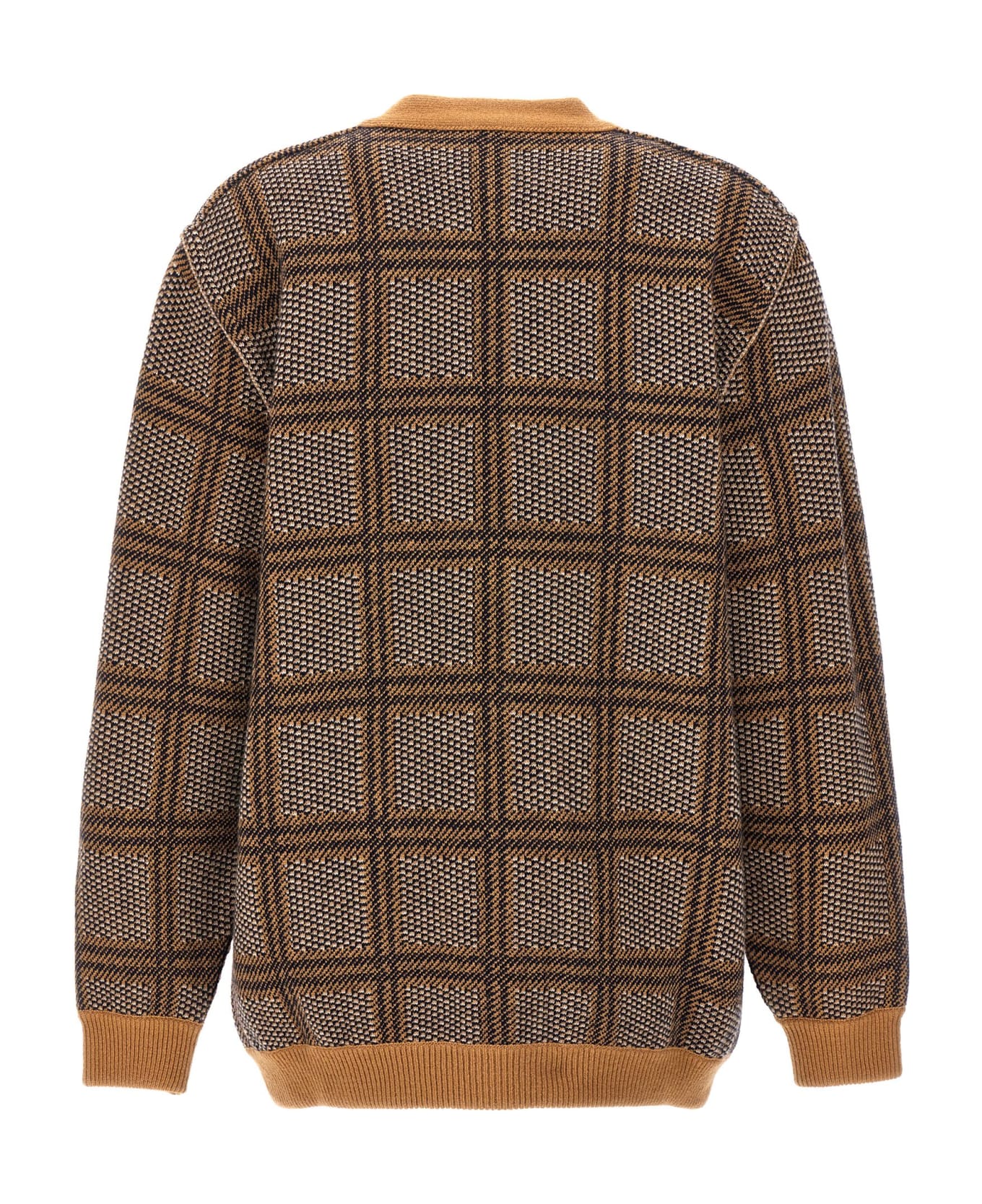 Gucci Check And 'gg' Reversible Cardigan - Beige