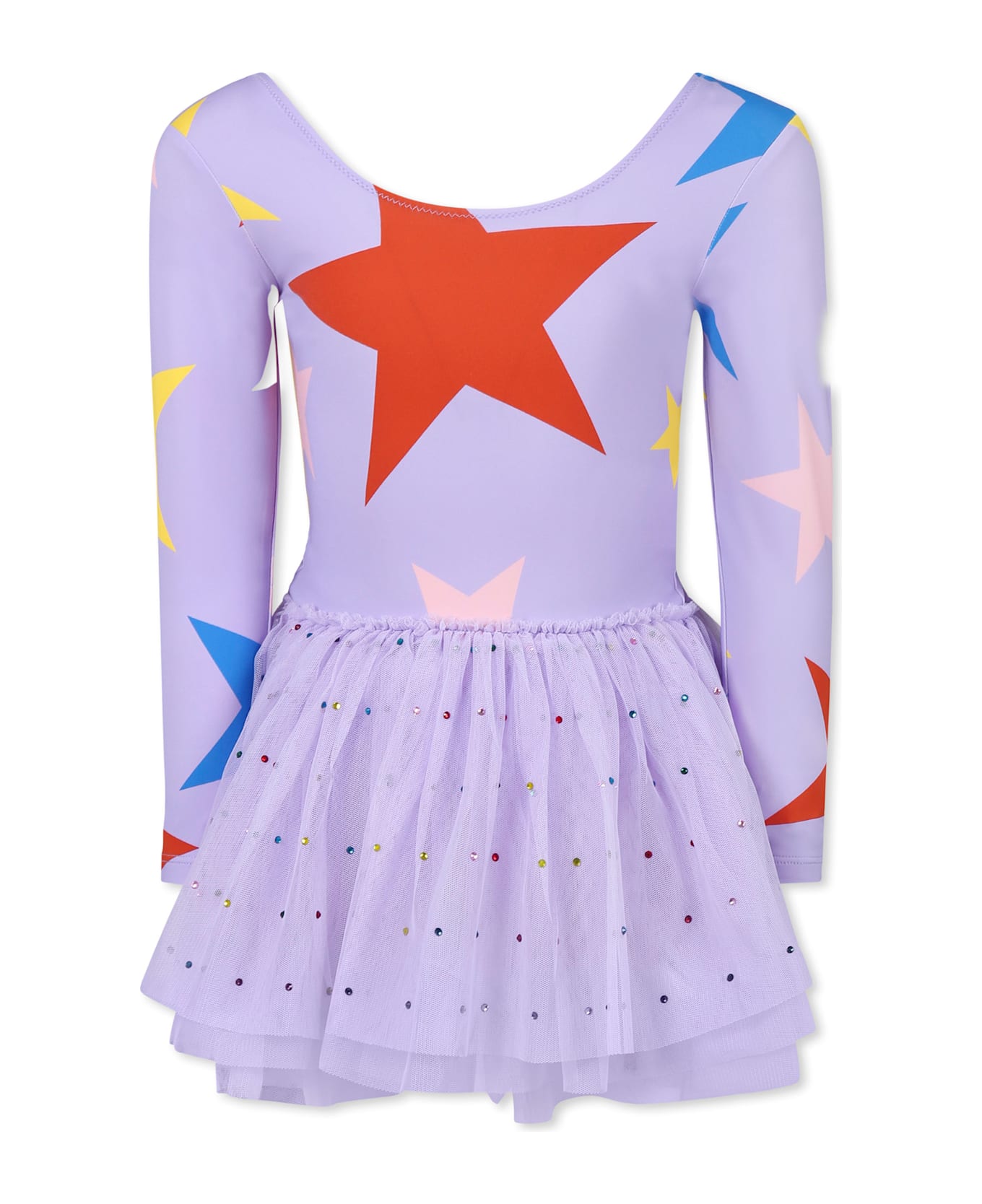 Stella McCartney Kids Purple Dress For Girl With Stars - Violet