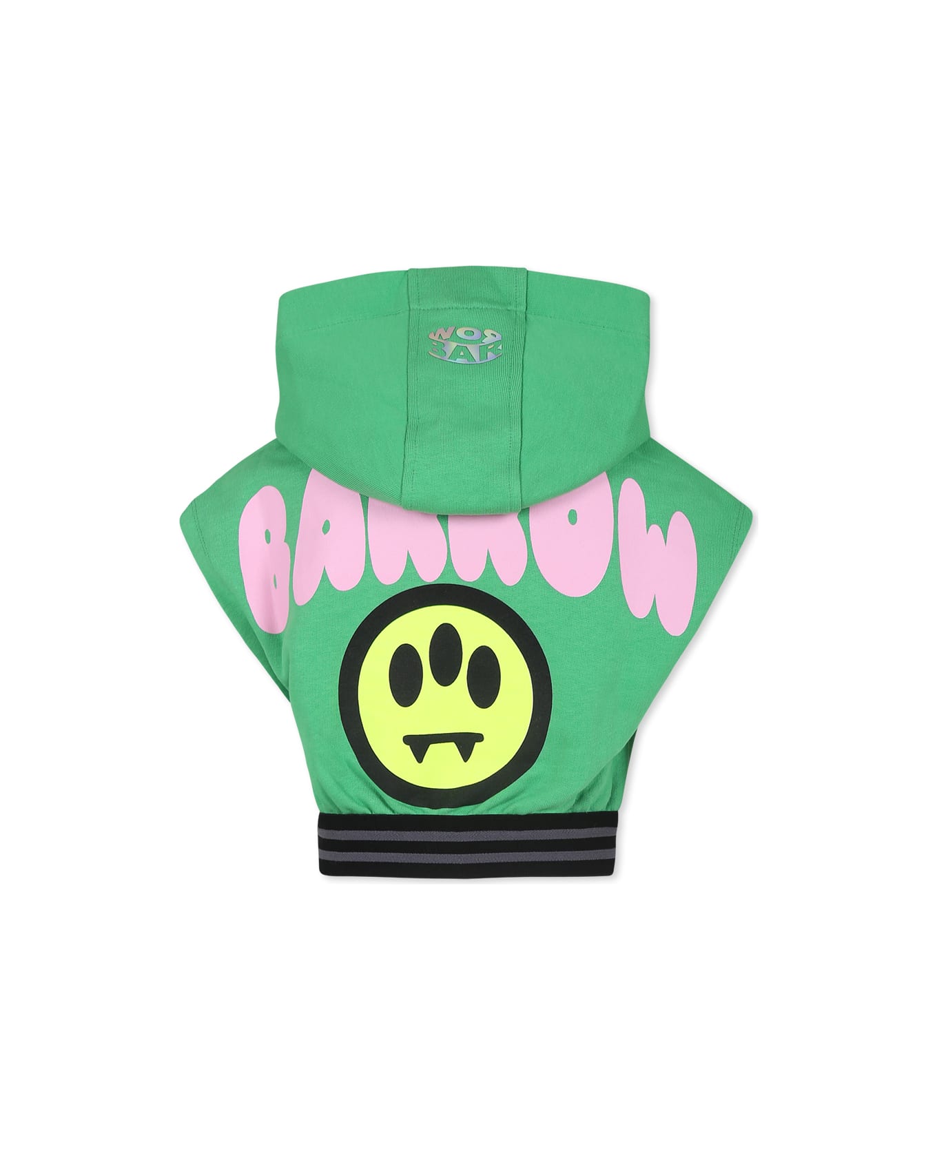 Barrow Green Crop Sweatshirt For Girl With Smiley - Green