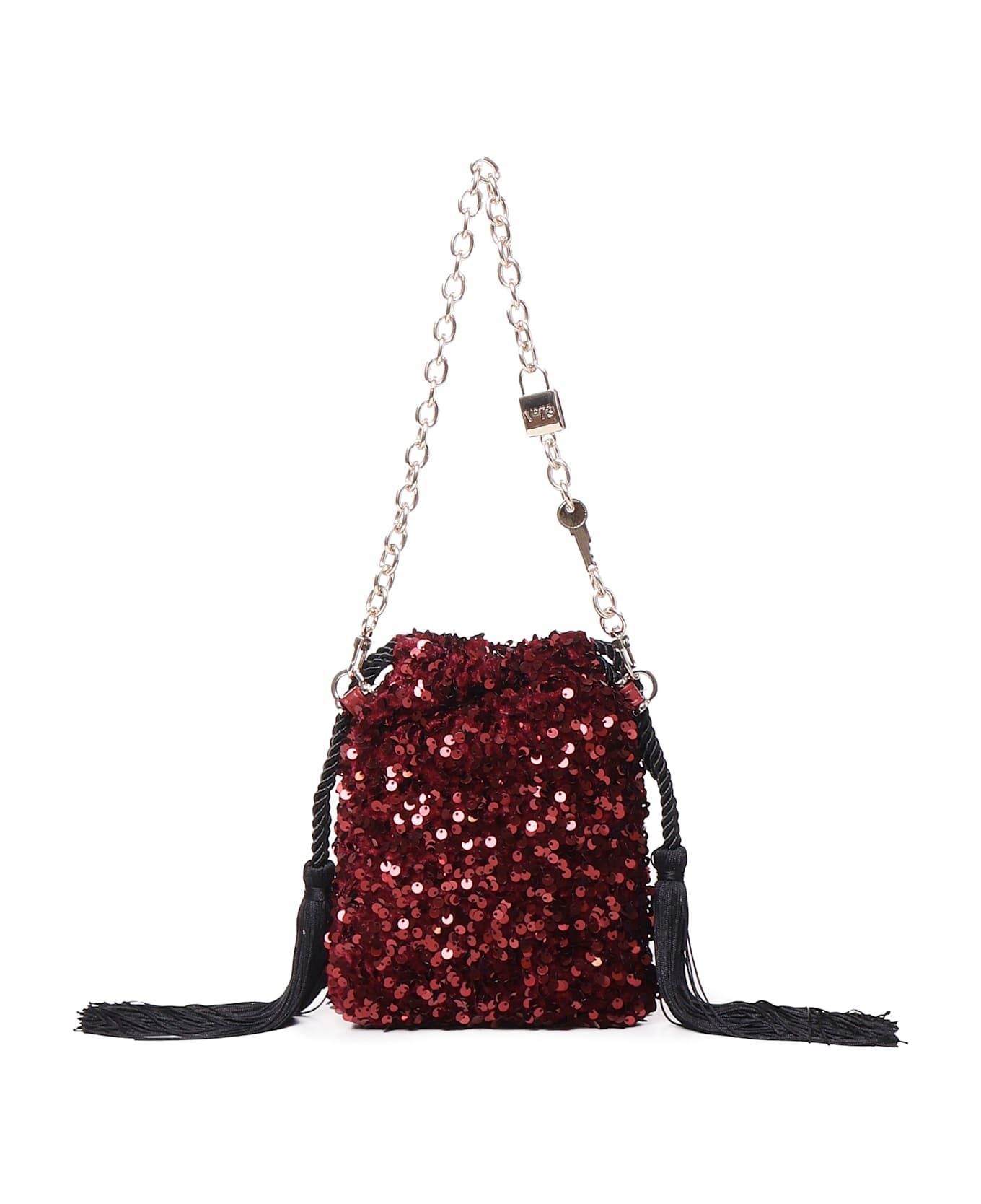 V73 Cleopatra Sequined Handbag With Shoulder Straps And Handle - Ruby