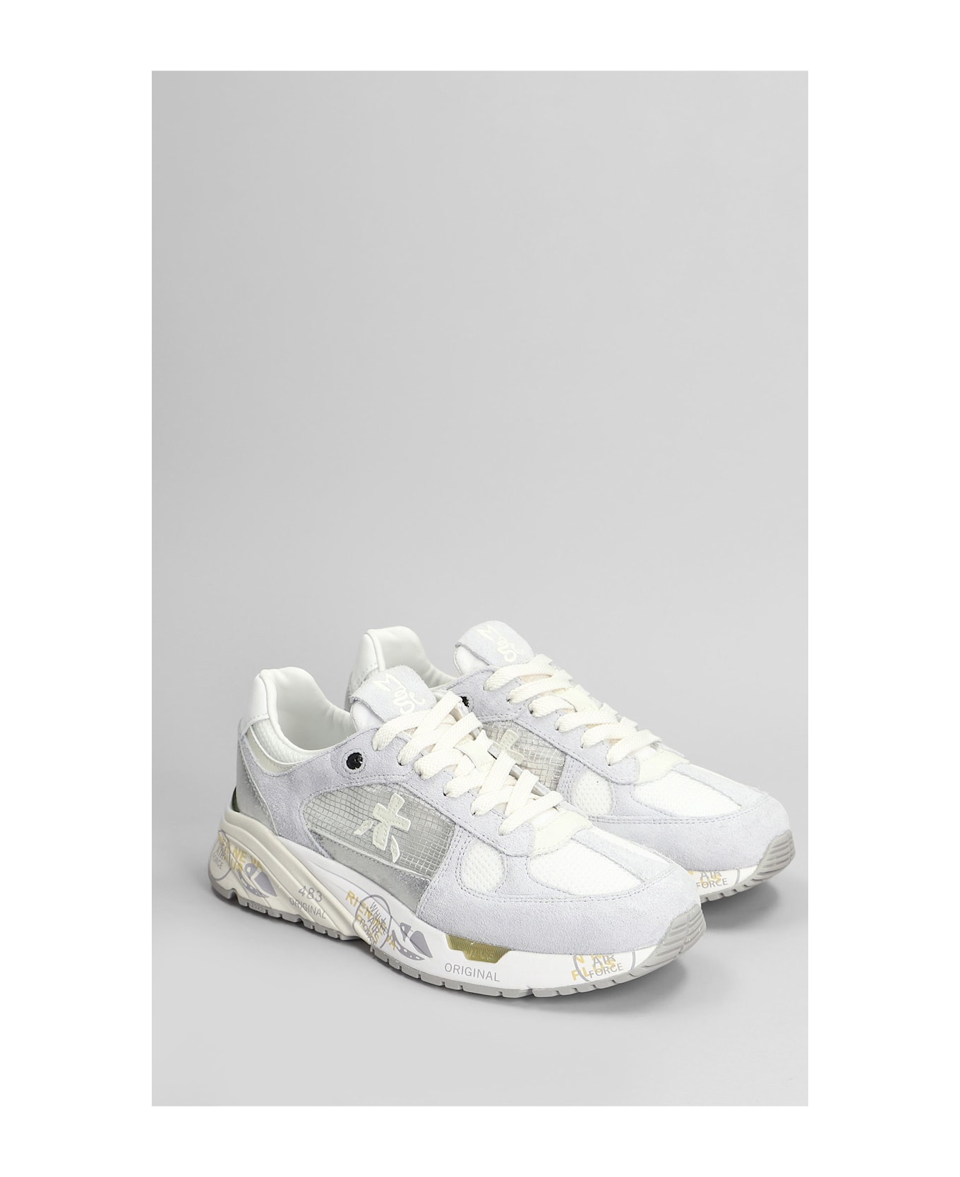 Premiata Mase Sneakers In Grey Suede And Fabric - grey