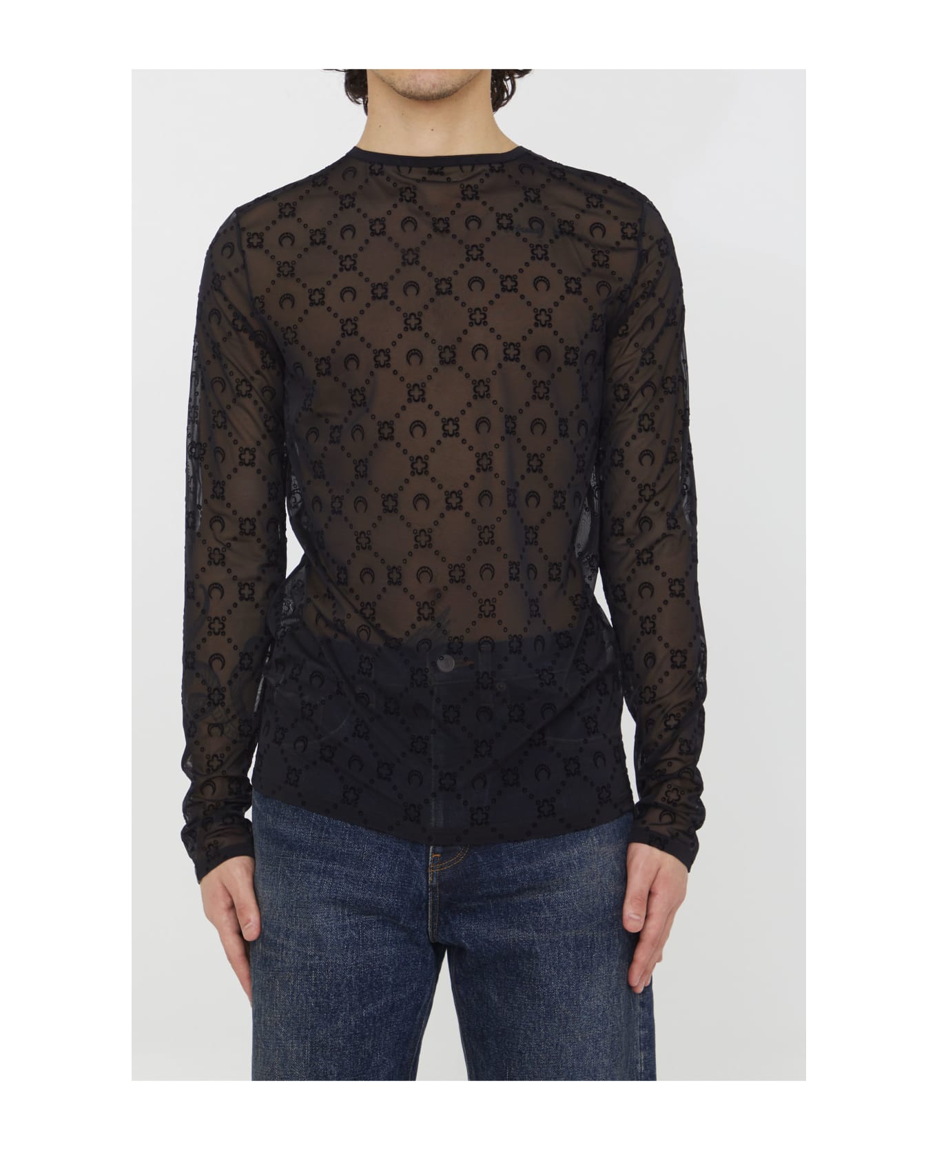 Marine Serre Moonogram Mesh Top - BLACK
